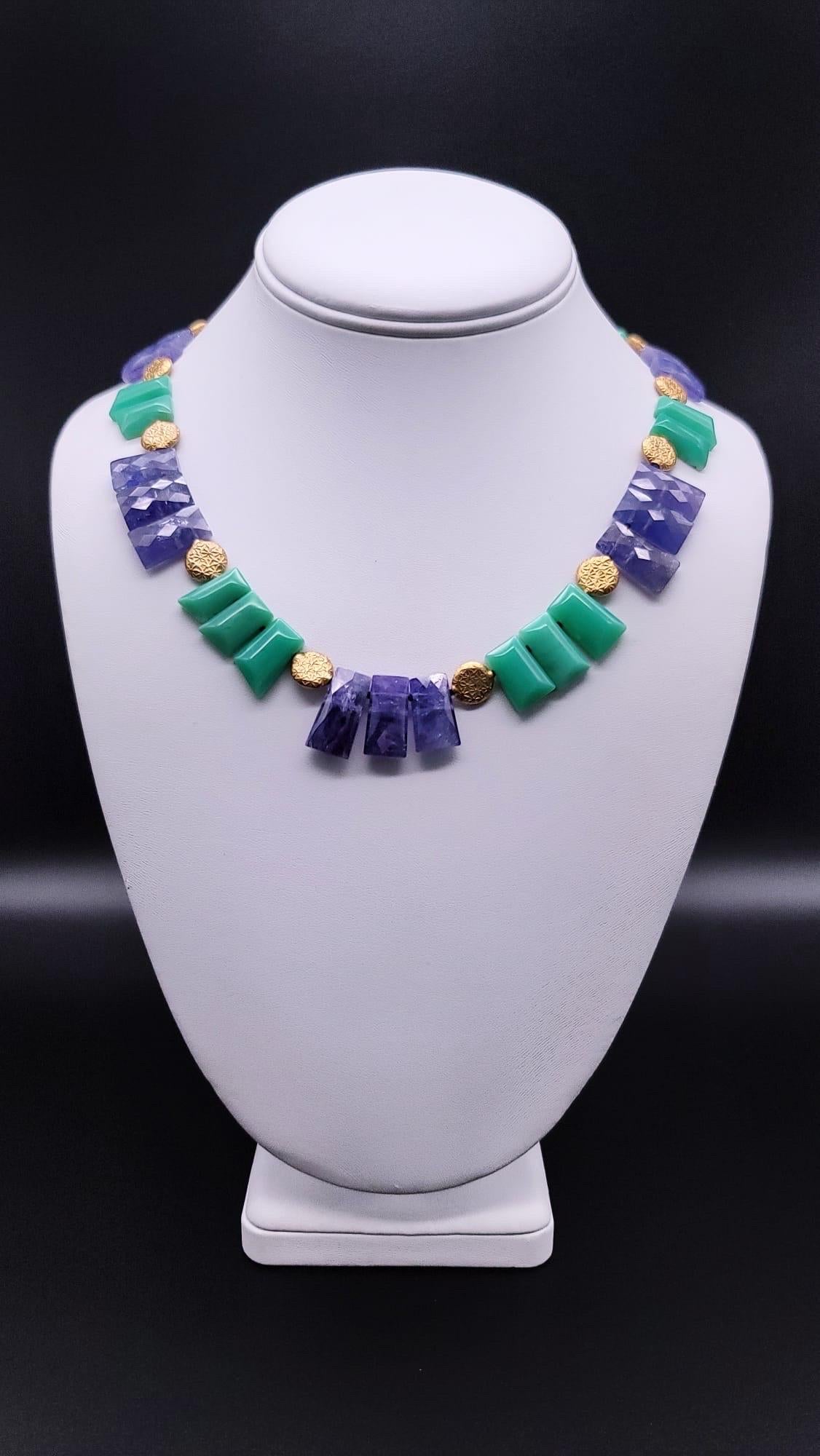 A.Jeschel Tanzanite and Chrysoprase in a matched collar necklace. For Sale 3