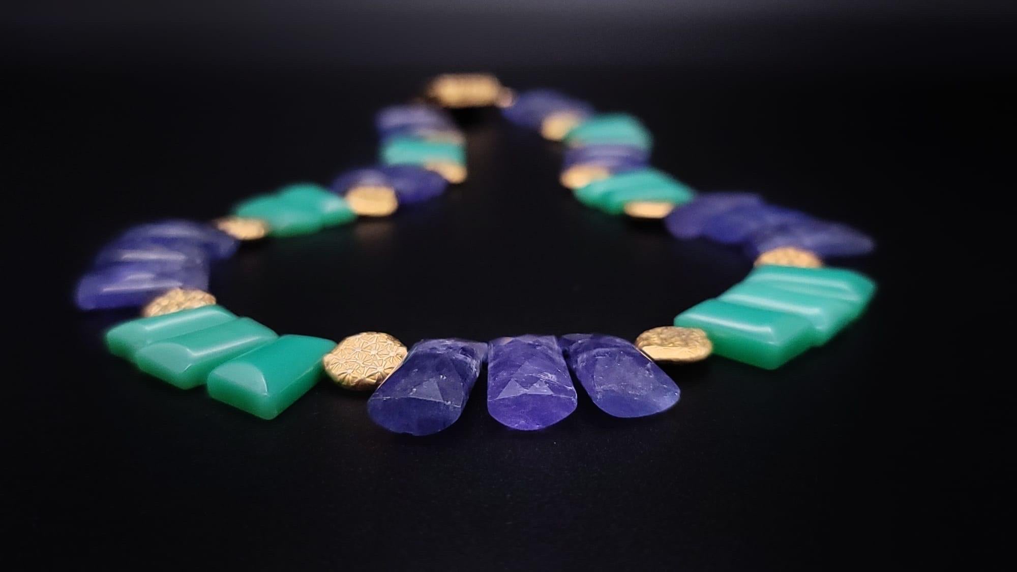 A.Jeschel Tanzanite and Chrysoprase in a matched collar necklace. For Sale 8