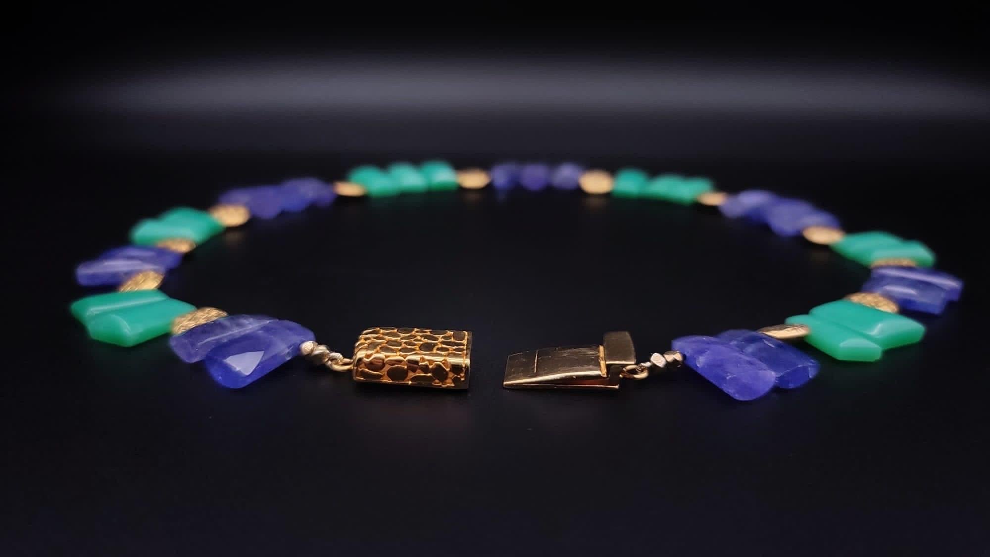 A.Jeschel Tanzanite e Crisoprasio in una collana abbinata. in vendita 10
