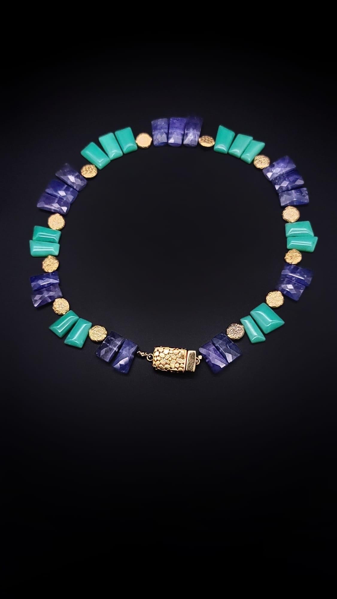 A.Jeschel Tanzanite and Chrysoprase in a matched collar necklace. For Sale 10