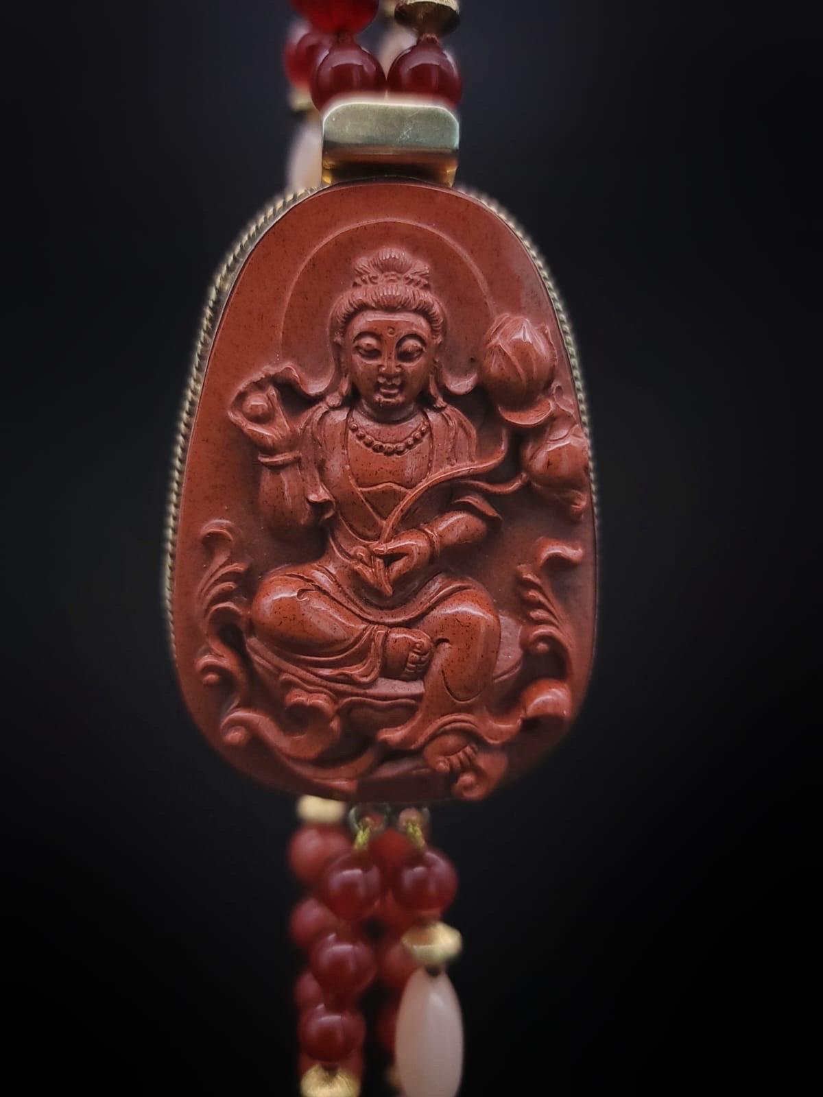 A.Jeschel Carved Aventurine Buddha signature clasp necklace 4