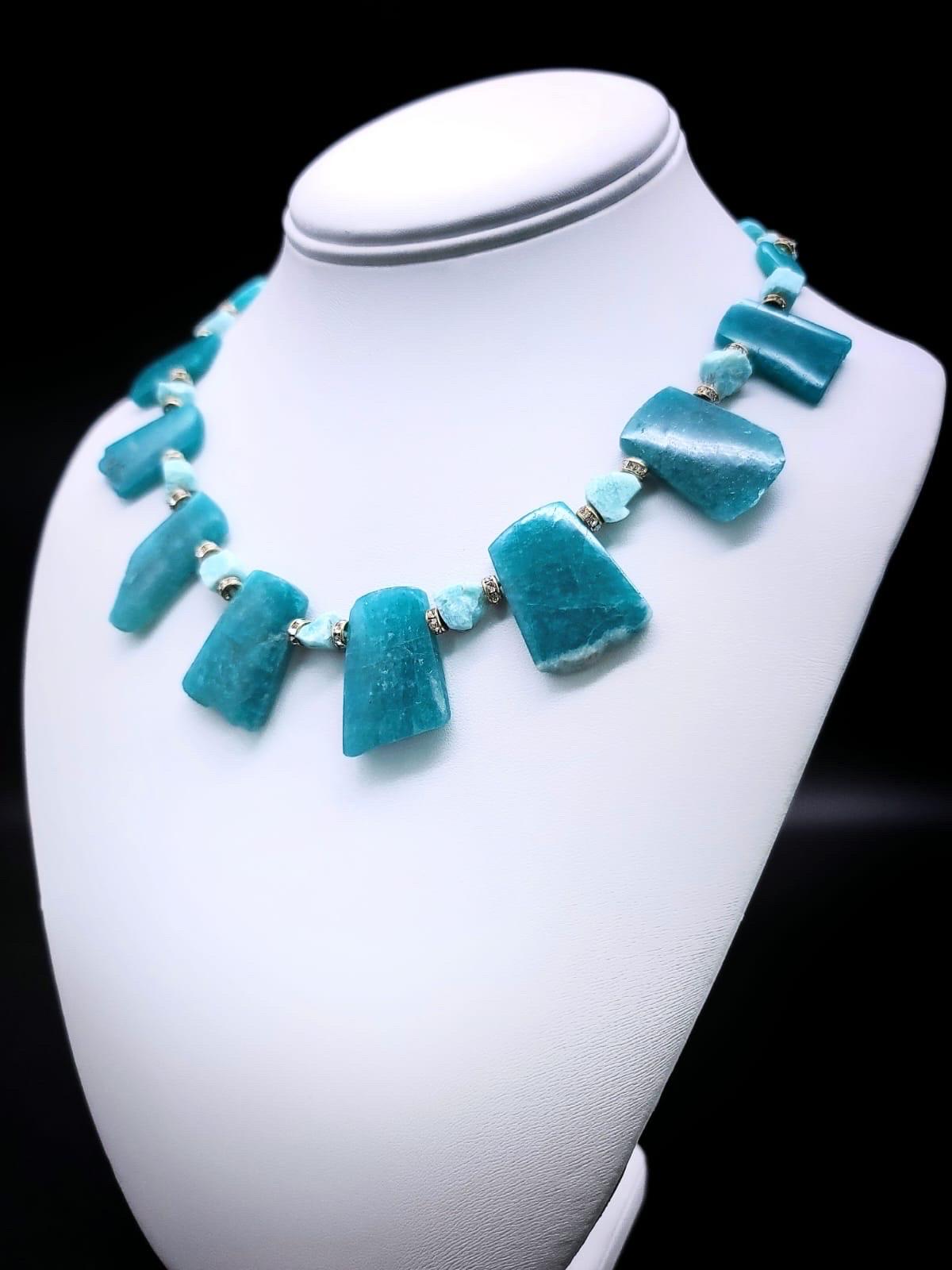 Mixed Cut A.Jeschel Richly colored Amazonite necklace. For Sale