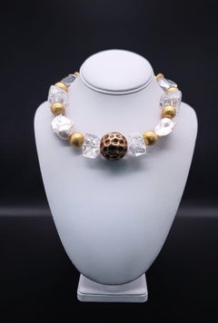 A.Jeschel A masterpiece big and bold Crystal and Baroque Pearl necklace.