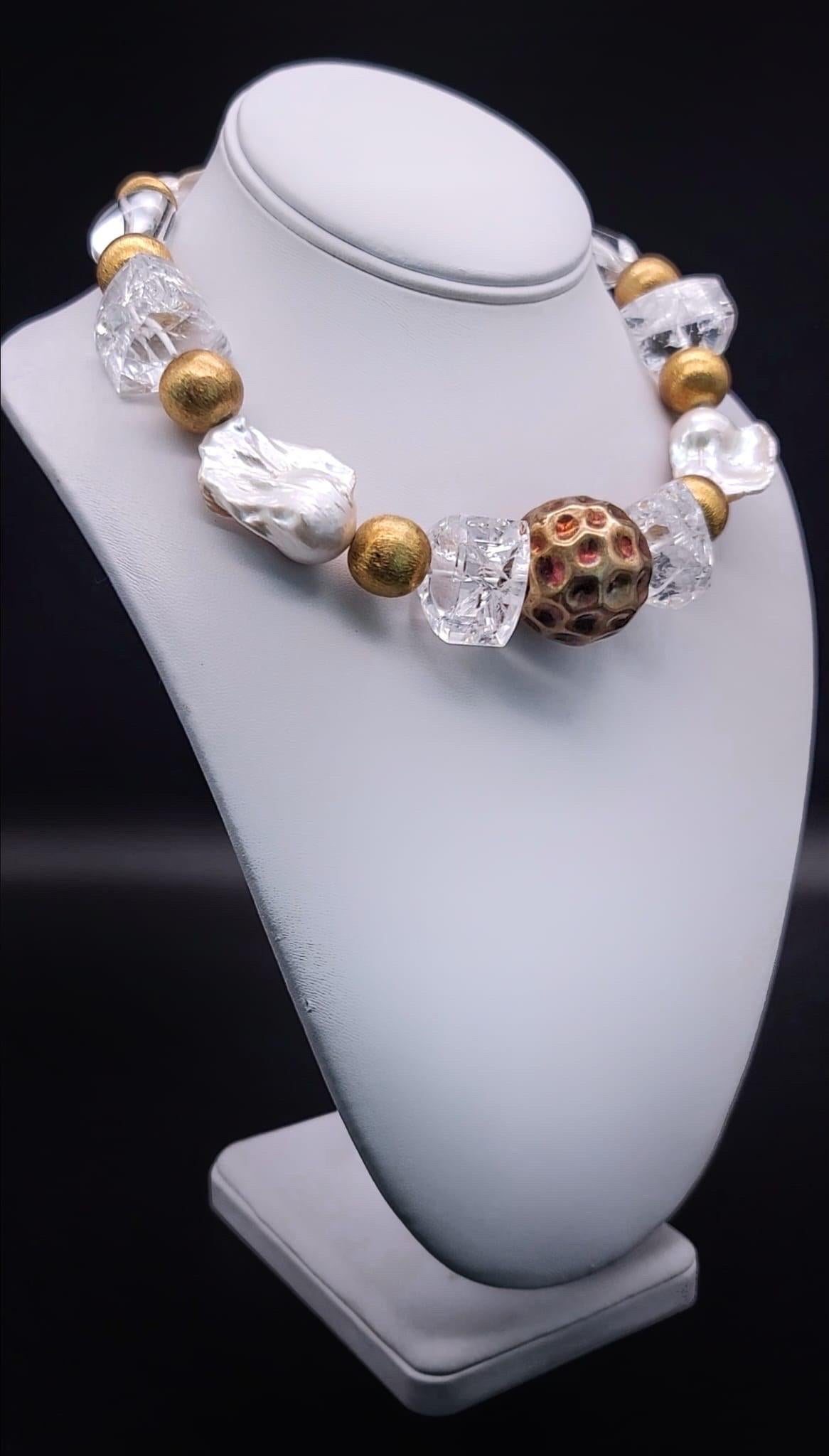 A.Jeschel A masterpiece big and bold Crystal and Baroque Pearl necklace. For Sale 7