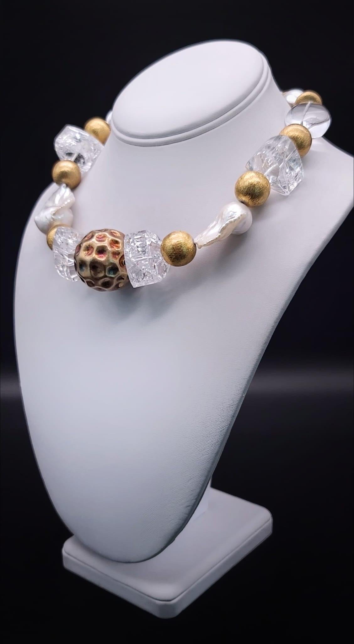 A.Jeschel A masterpiece big and bold Crystal and Baroque Pearl necklace. For Sale 8