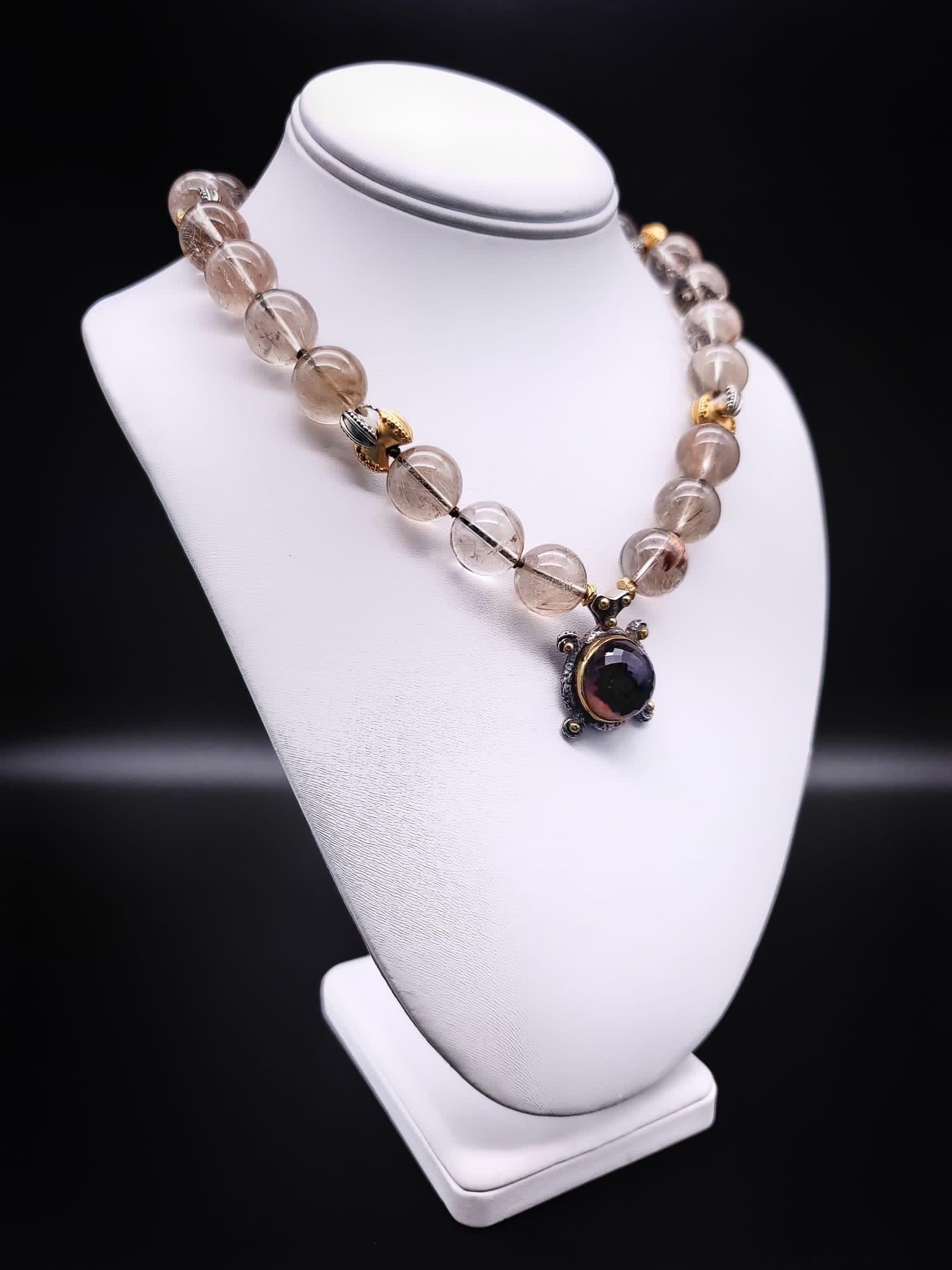 A.Jeschel Stunning Rutilated Quartz necklace For Sale 2