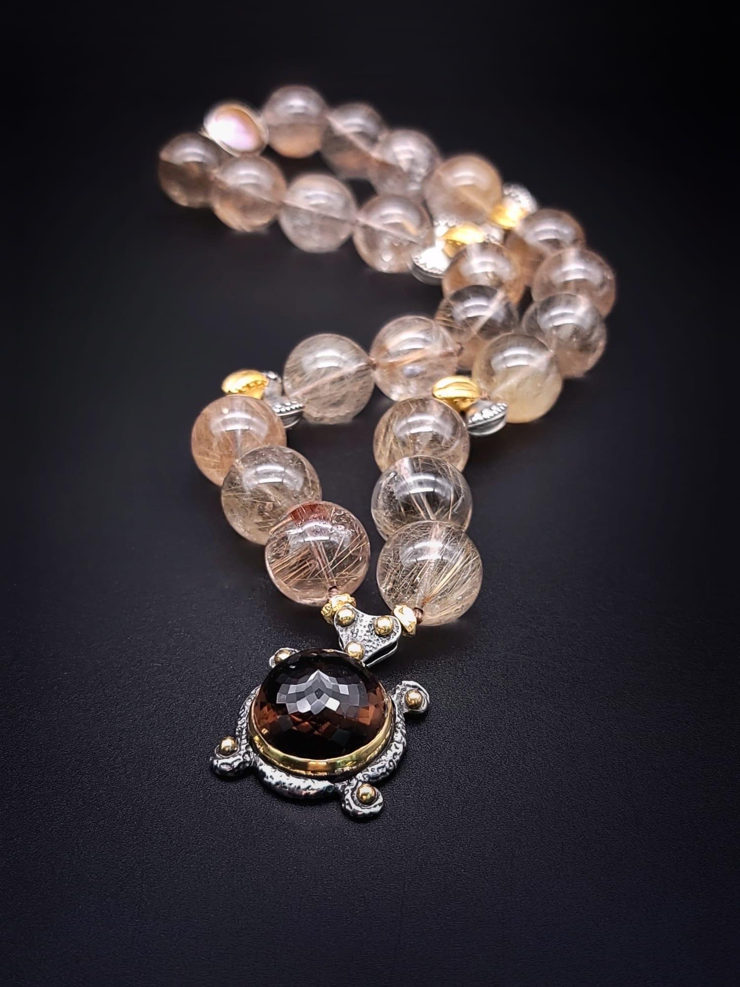 A.Jeschel Stunning Rutilated Quartz necklace For Sale 3
