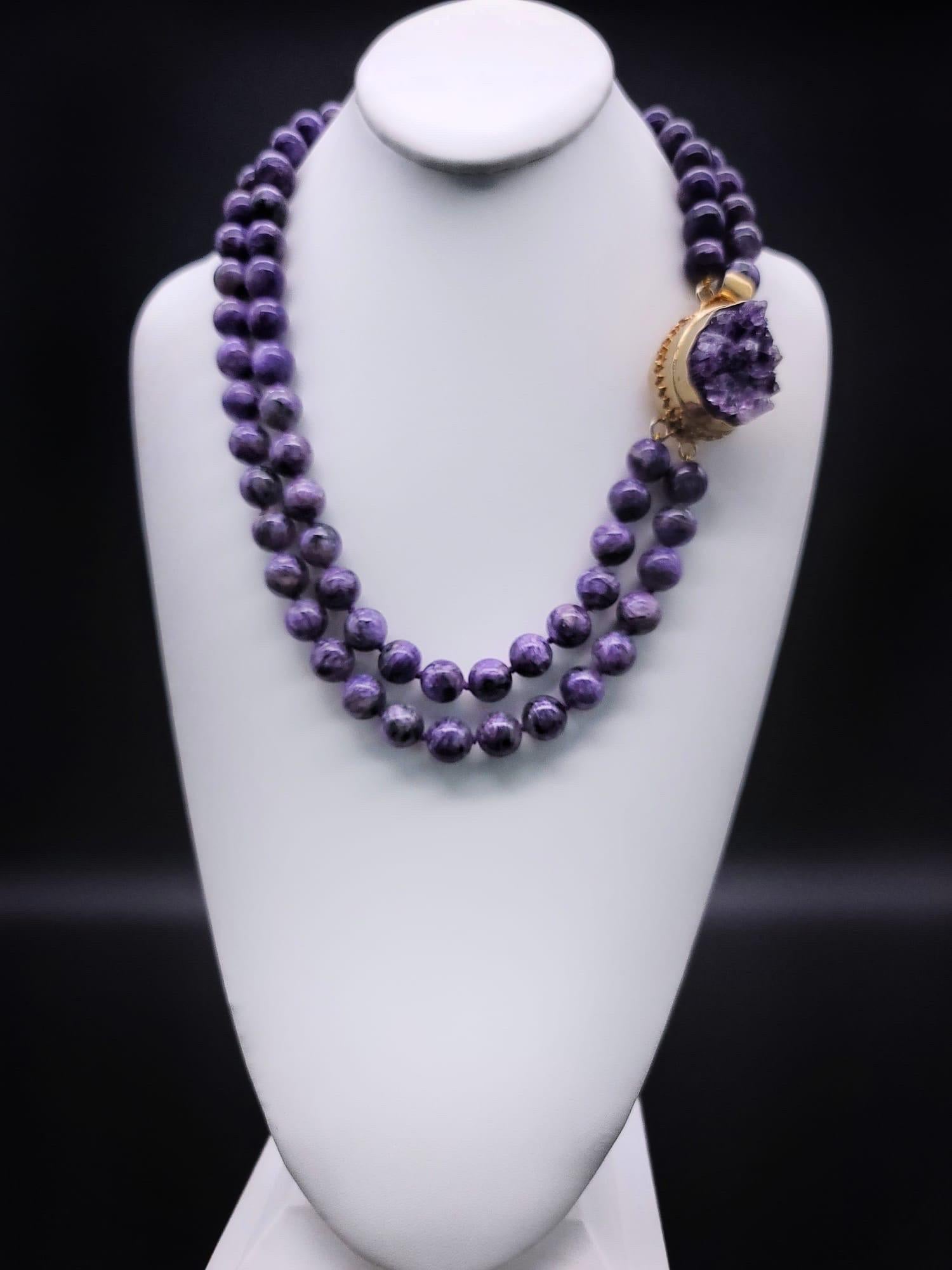 Contemporary A.Jeschel Two strand stunning Charoite Necklace  For Sale