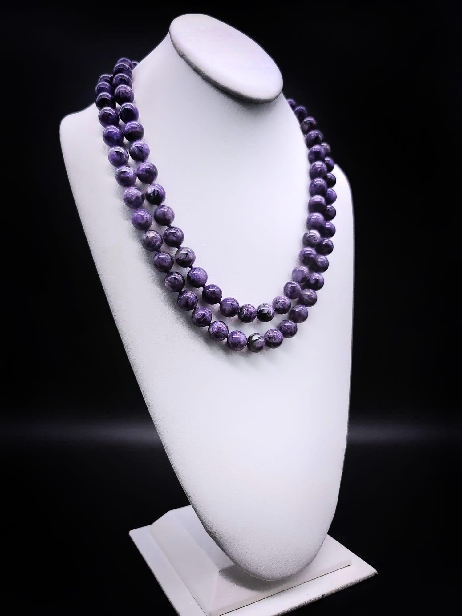 A.Jeschel Two strand stunning Charoite Necklace  In New Condition For Sale In Miami, FL