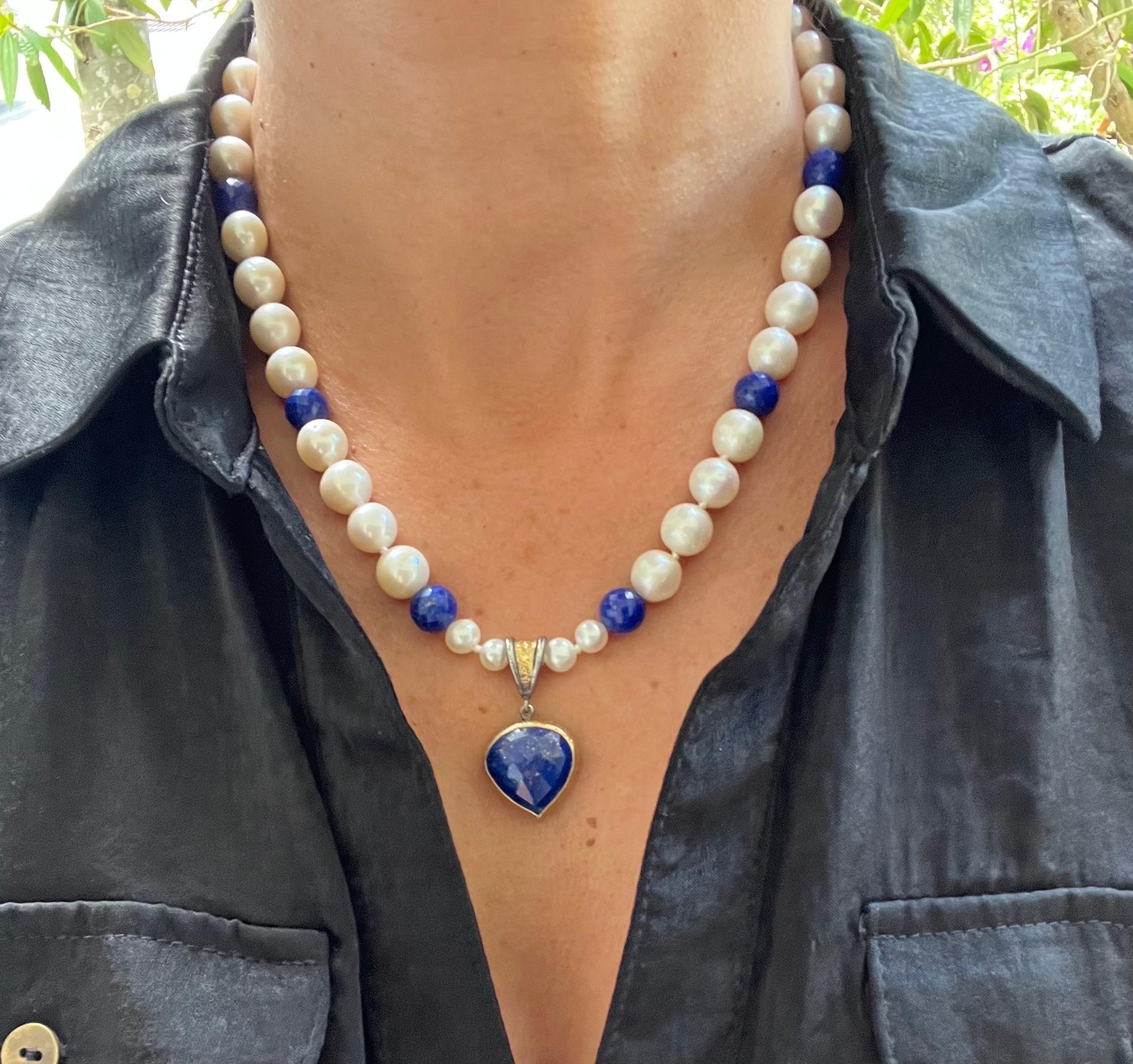 A.Jeschel Lapis Lazuli and pearls Necklace  For Sale 11