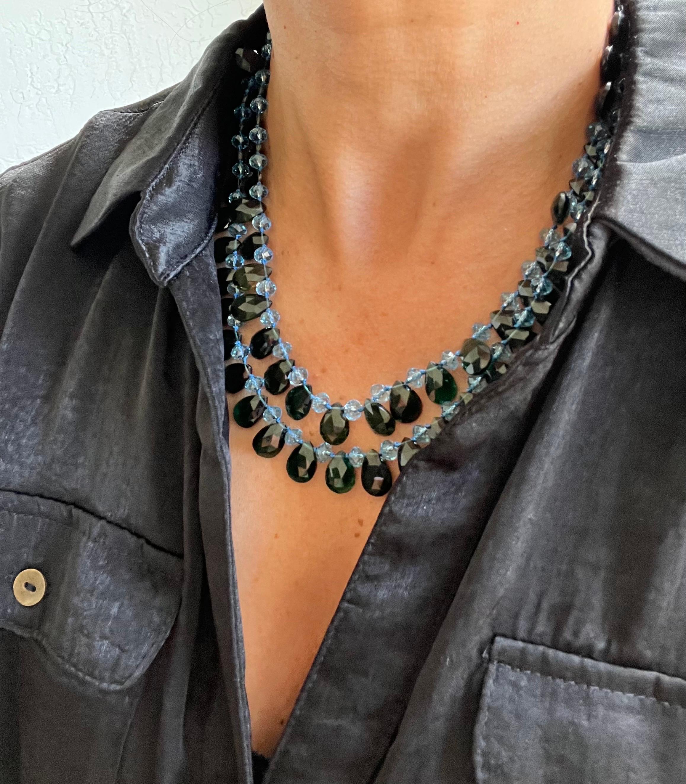 Contemporary A.Jeschel Stunning Green Quartz and Topaz  necklace. For Sale