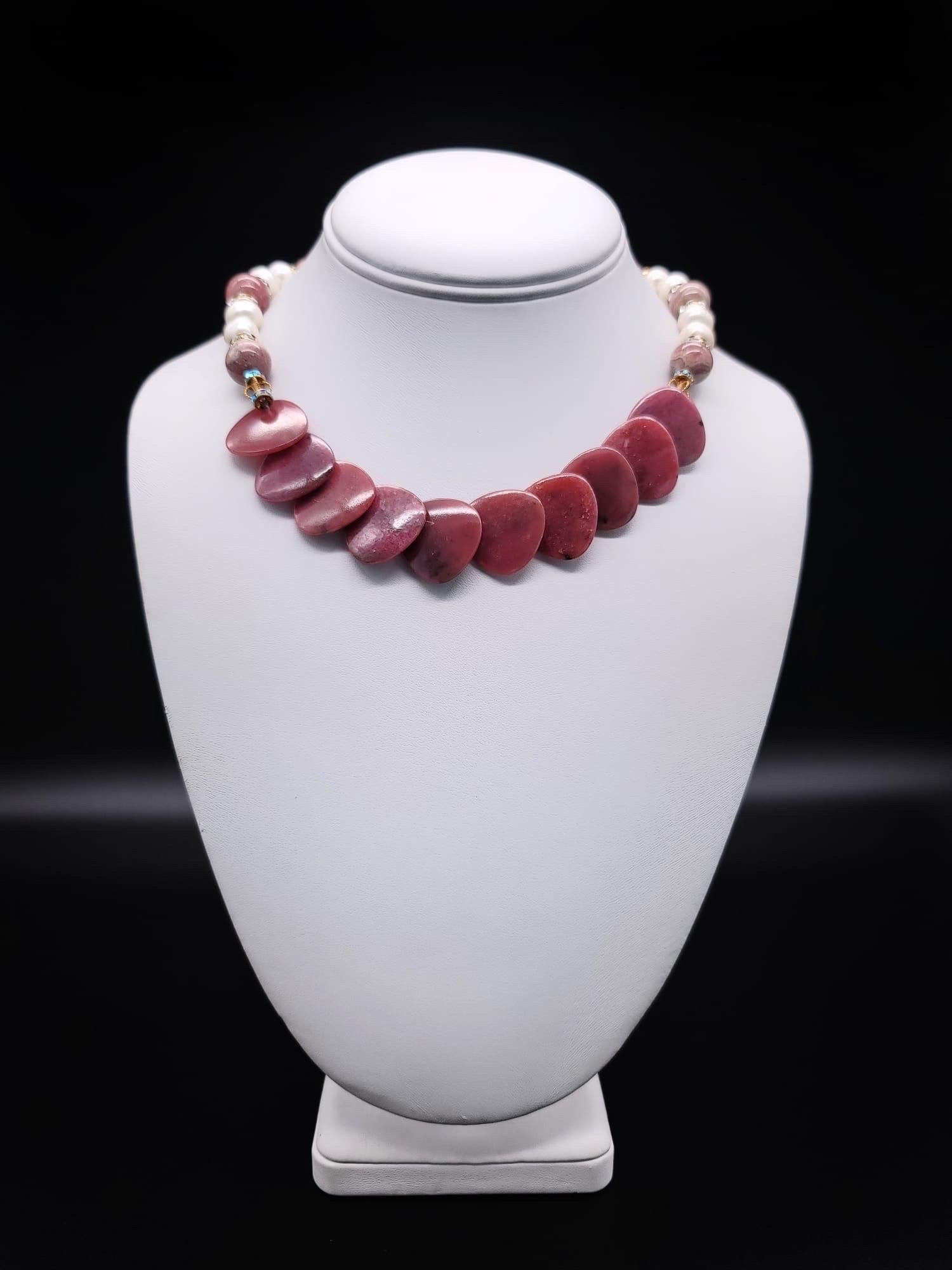 One-of-a-Kind

The name Rhodocrosite comes from the Greek “Rhodes “ meaning “rose” and Khros” meaning color. Which is a good description of the stone mined in Colorado, but just fair for the banded stone shot through with cream found in the old