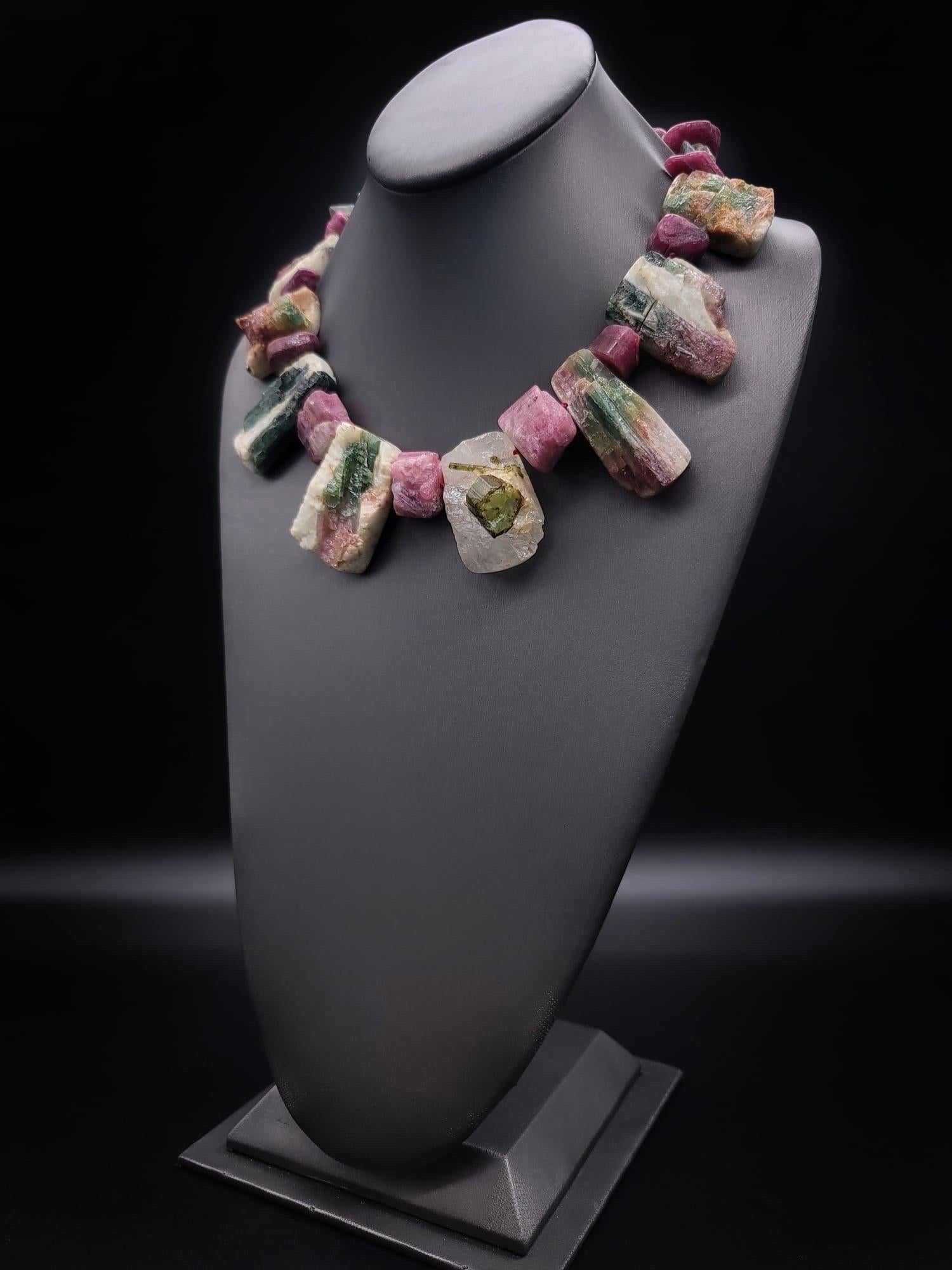 Contemporary A.Jeschel Spectacular mixed Watermelon Tourmaline necklace For Sale
