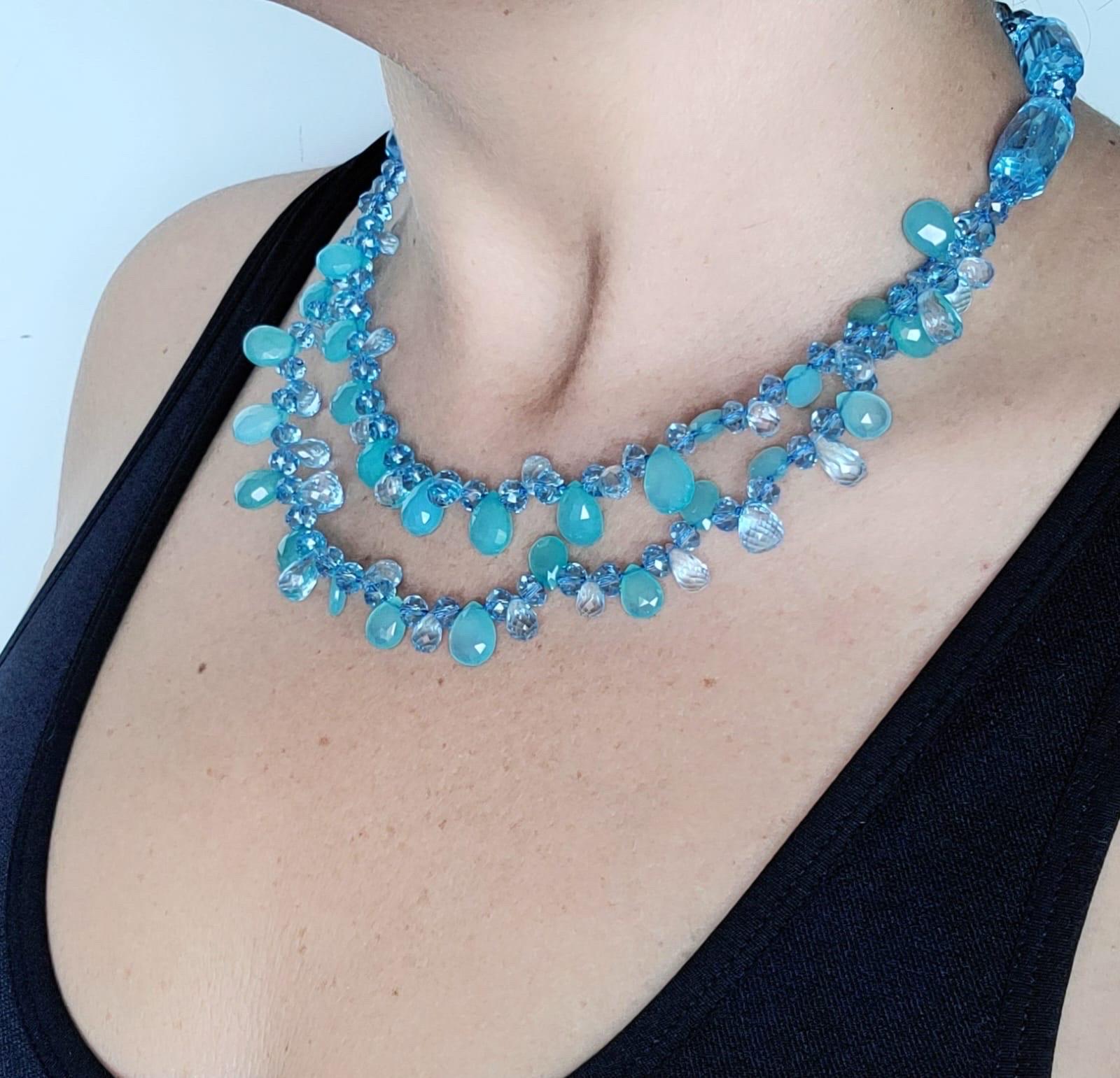 A.Jeschel Stunning Blue topaz necklace. For Sale 11