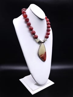 A.Jeschel Show-stopping pale green onyx  and Fire Opal necklace. *Hanna