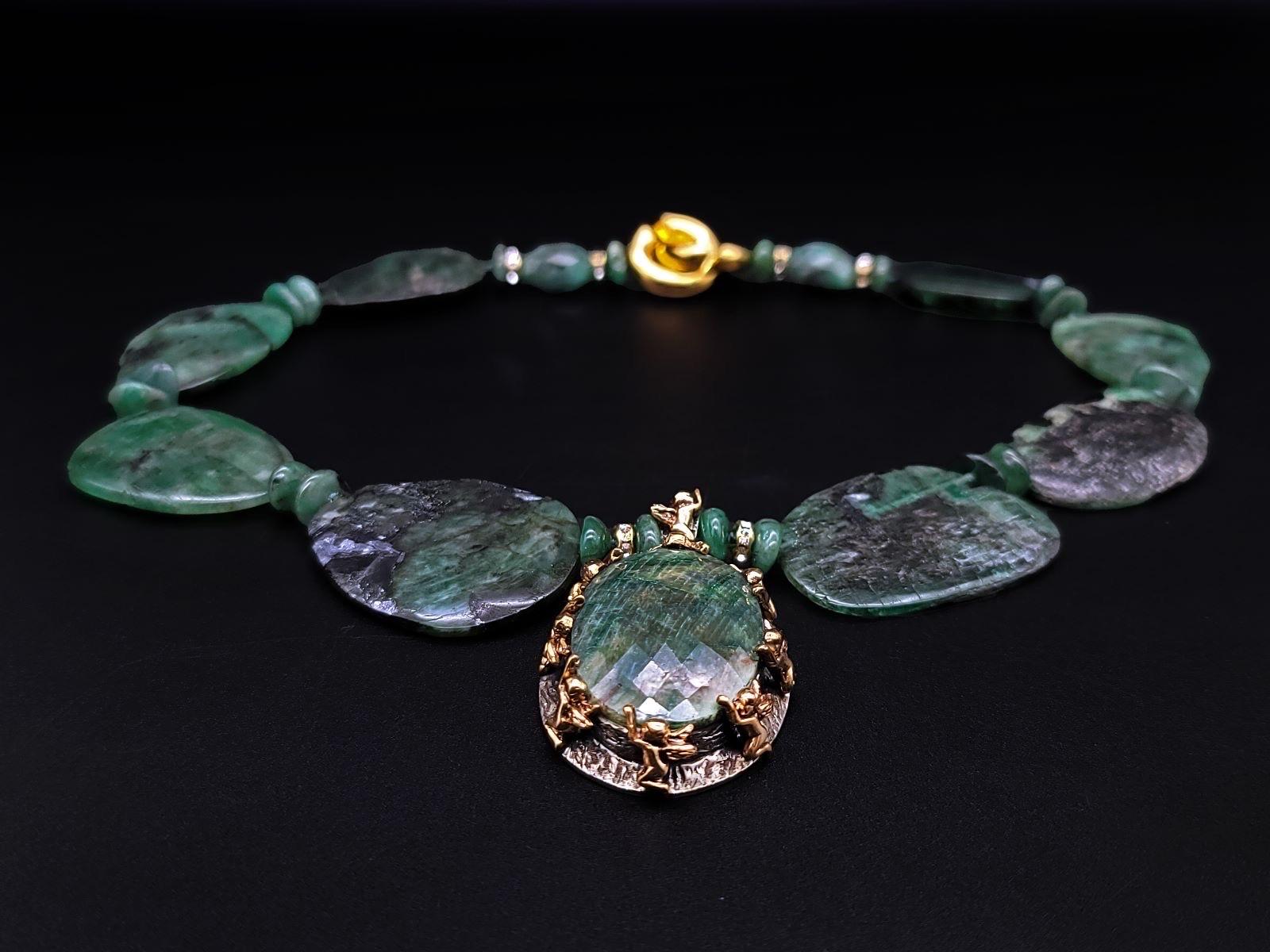 A.jeschel Stunning Emerald pendant Necklace. For Sale 2