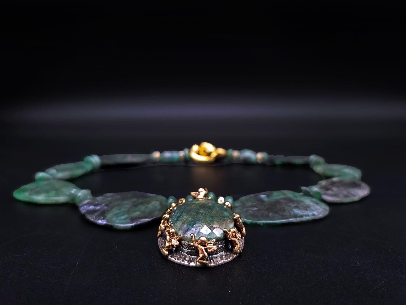 Women's A.jeschel Stunning Emerald pendant Necklace. For Sale