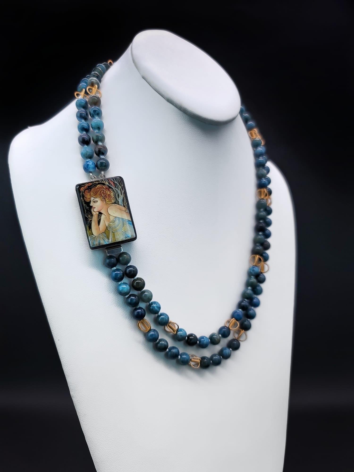 A.Jeschel  Apatite necklace with Art Miniature clasp. For Sale