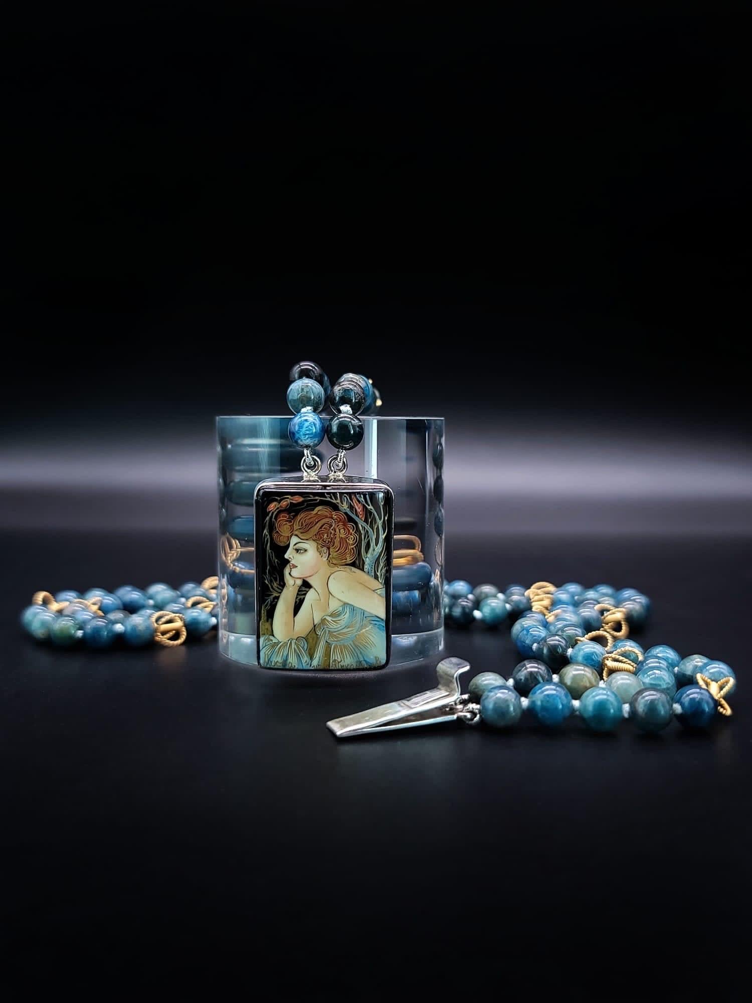 A.Jeschel  Apatite necklace with Art Miniature clasp. For Sale 3