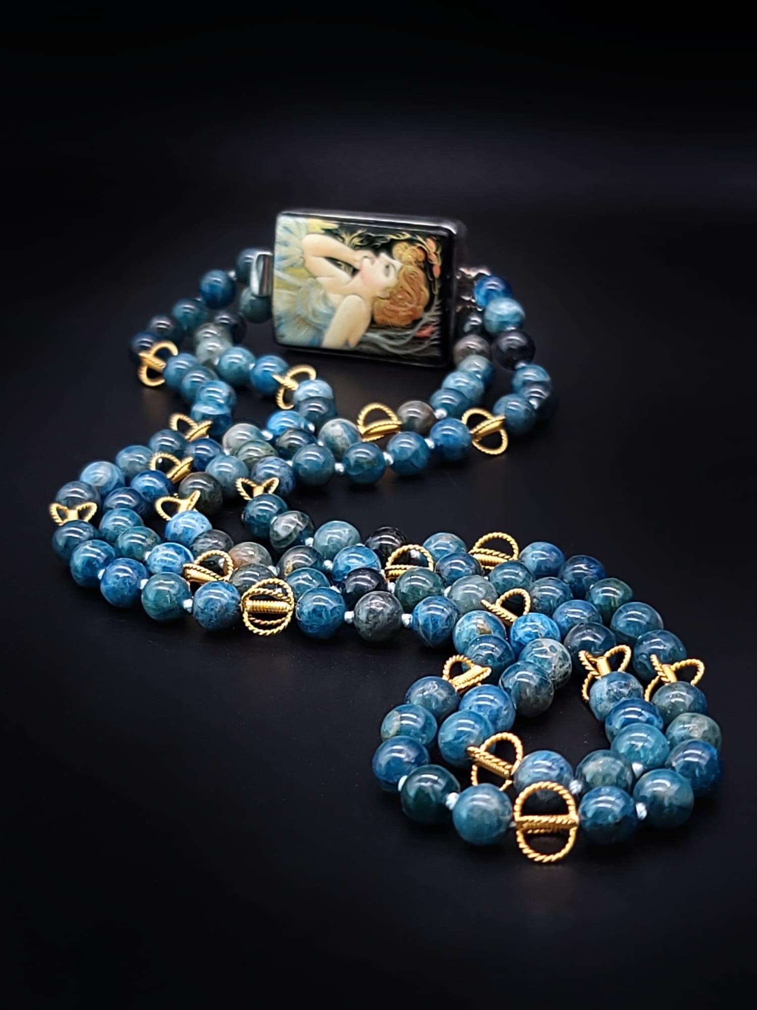 A.Jeschel  Apatite necklace with Art Miniature clasp. For Sale 6