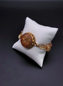 A.Jeschel Citrin-Armband mit Vintage-Furnierglasverschluss.