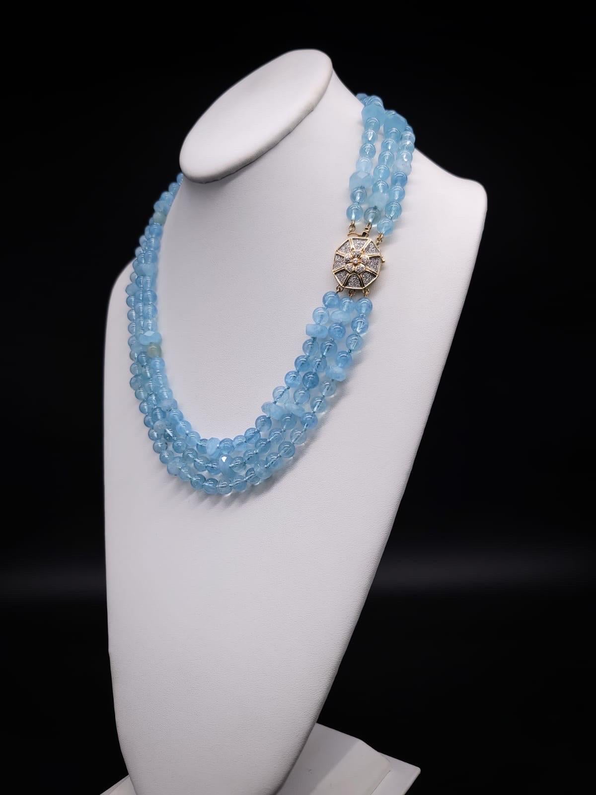 A.Jeschel AAA Aquamarine necklace with a 14k Gold Diamond clasp. 5