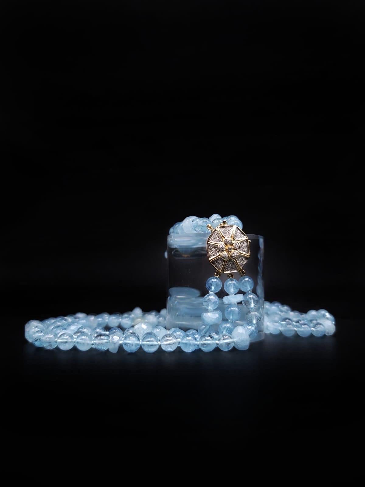 A.Jeschel AAA Aquamarine necklace with a 14k Gold Diamond clasp. 9