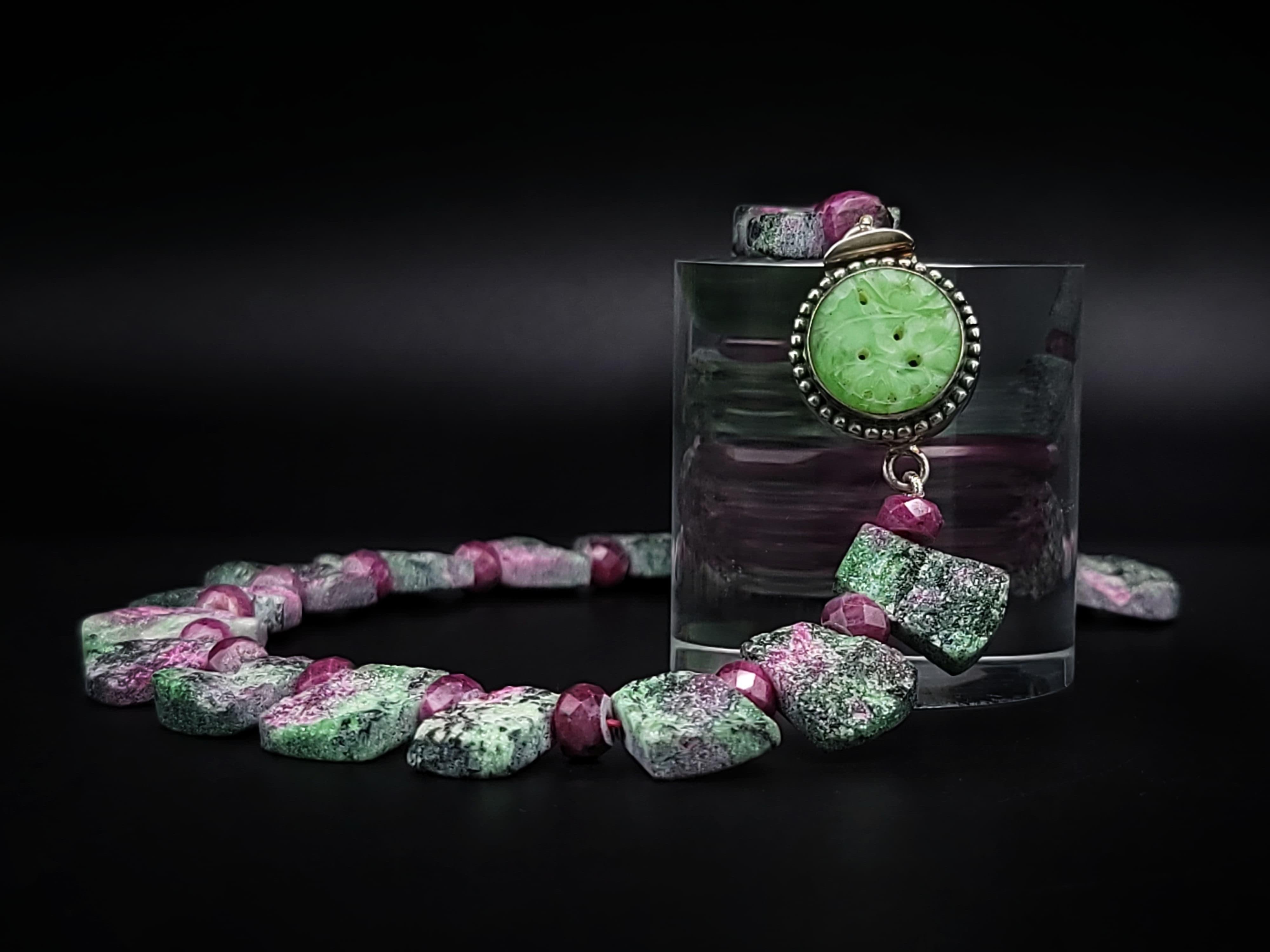A.Jeschel Spectacular Ruby Zoisite Collar necklace. For Sale 11