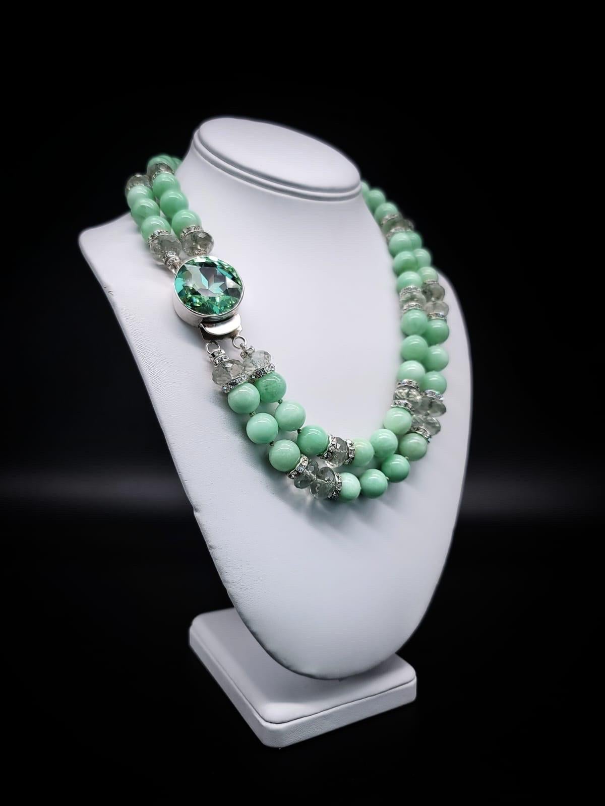 A.Jeschel Enchanted Green Moonstone with a signature clasp necklace. In New Condition For Sale In Miami, FL