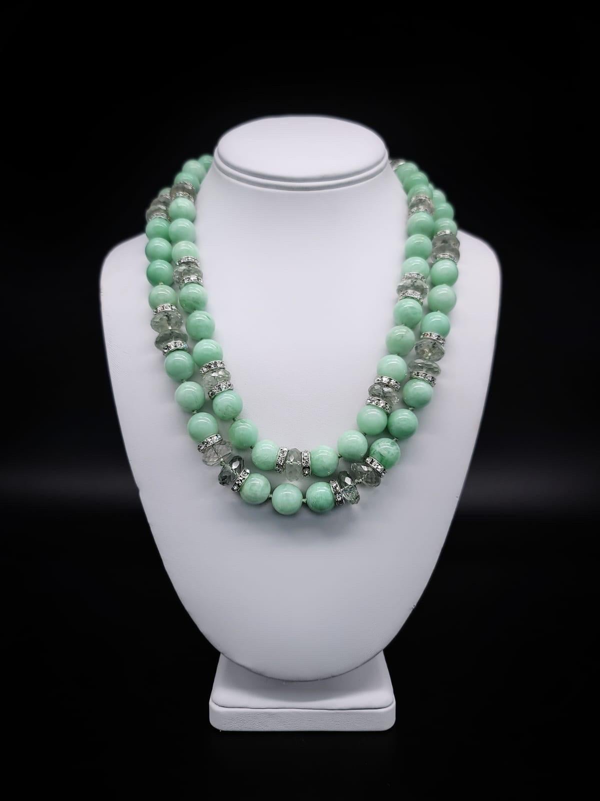 Women's A.Jeschel Enchanted Green Moonstone with a signature clasp necklace. For Sale