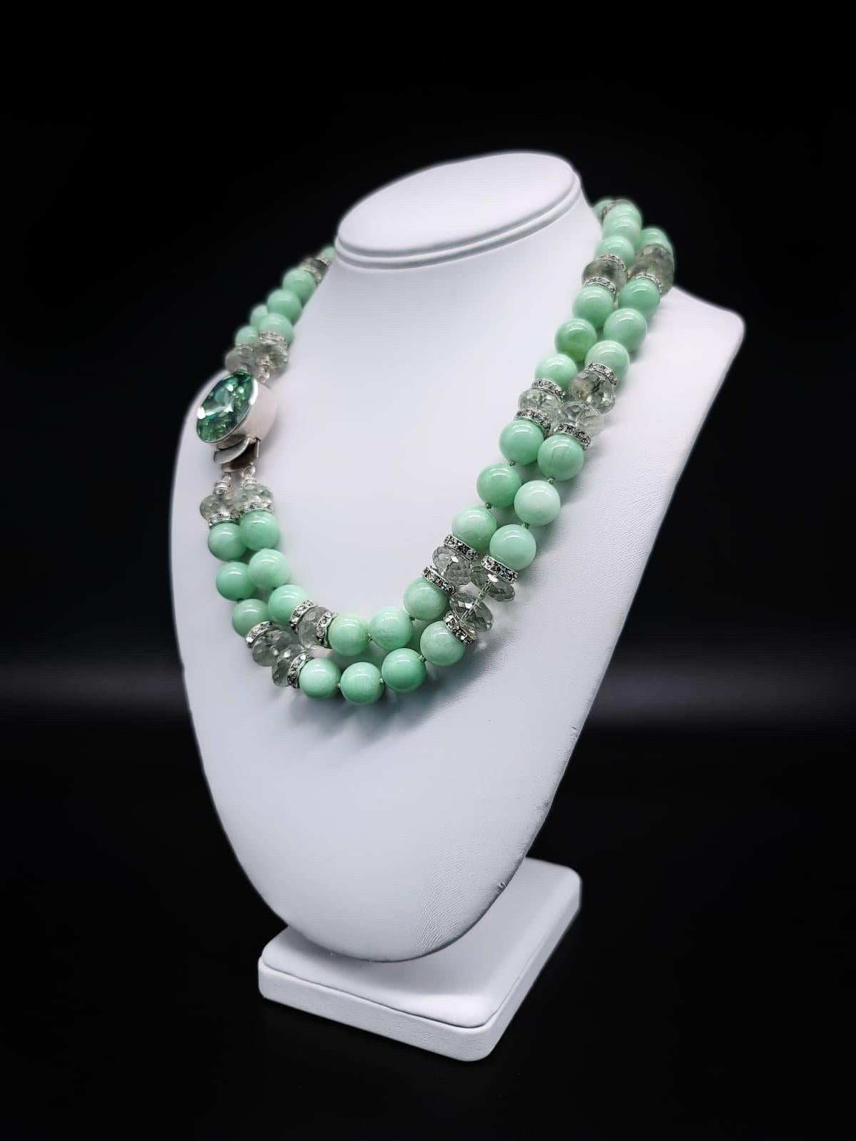A.Jeschel Enchanted Green Moonstone with a signature clasp necklace. In New Condition For Sale In Miami, FL