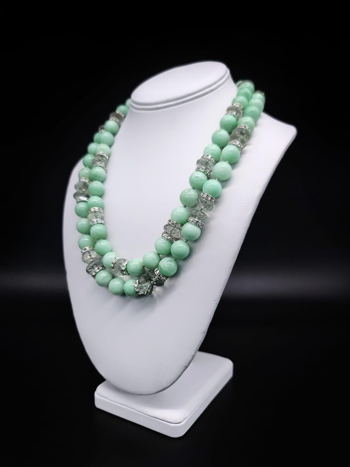 A.Jeschel Enchanted Green Moonstone with a signature clasp necklace. For Sale 2