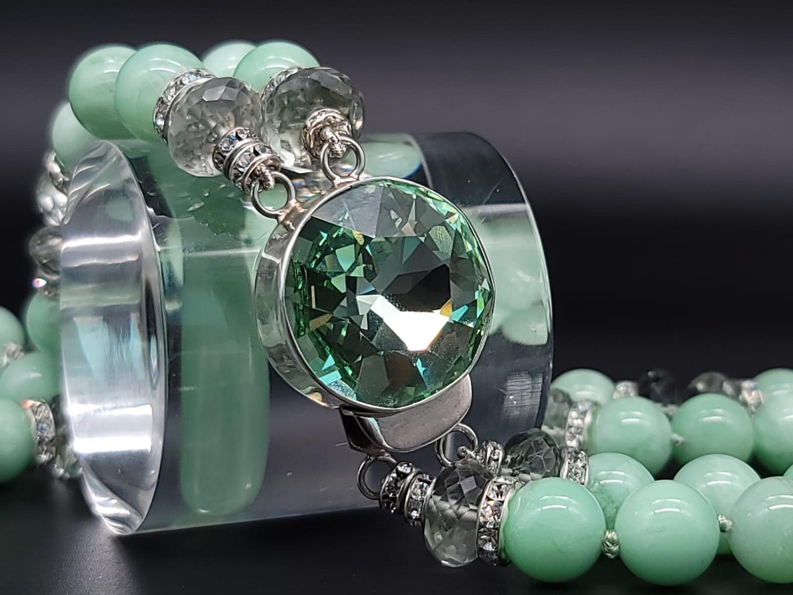 A.Jeschel Enchanted Green Moonstone avec un collier à fermoir signature. en vente 3