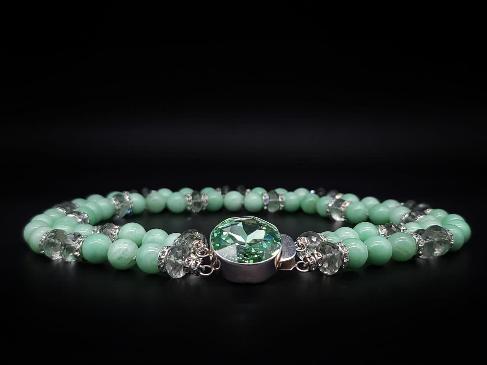 A.Jeschel Enchanted Green Moonstone with a signature clasp necklace. For Sale 6