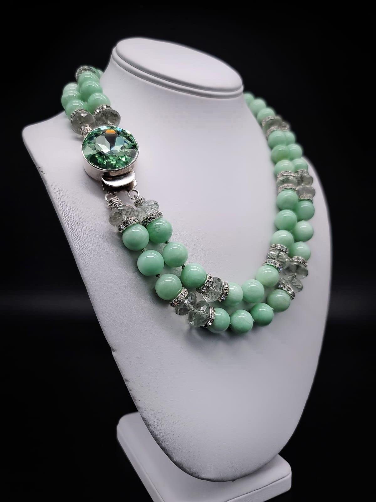 A.Jeschel Enchanted Green Moonstone with a signature clasp necklace. For Sale 7