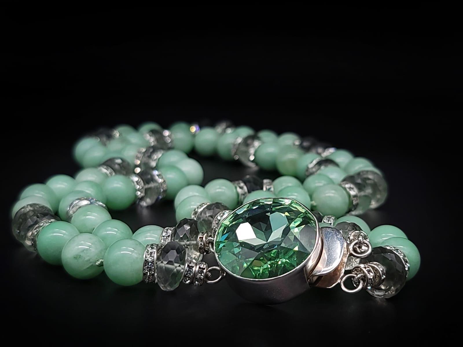 A.Jeschel Enchanted Green Moonstone with a signature clasp necklace. For Sale 7