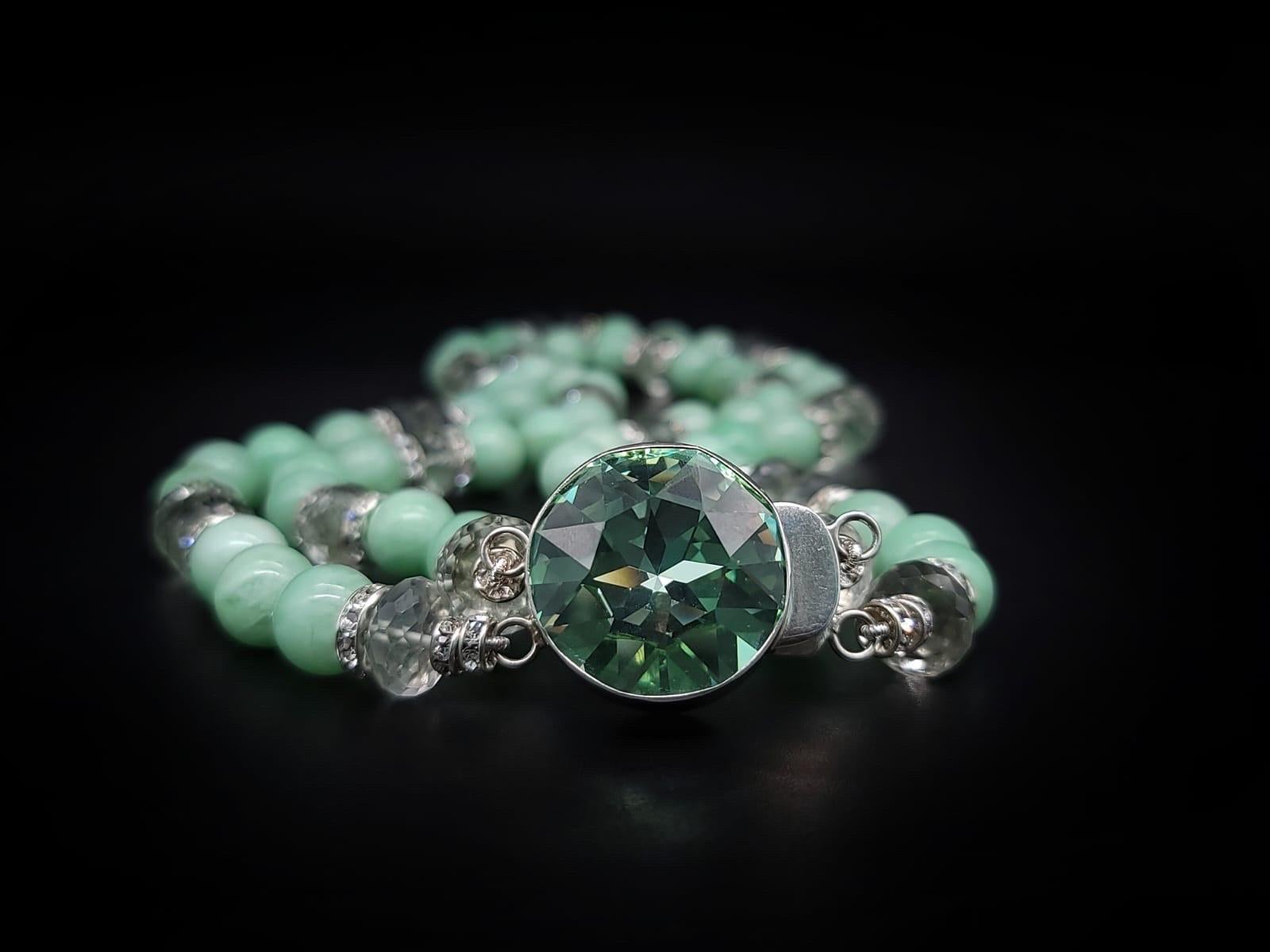 A.Jeschel Enchanted Green Moonstone with a signature clasp necklace. For Sale 10