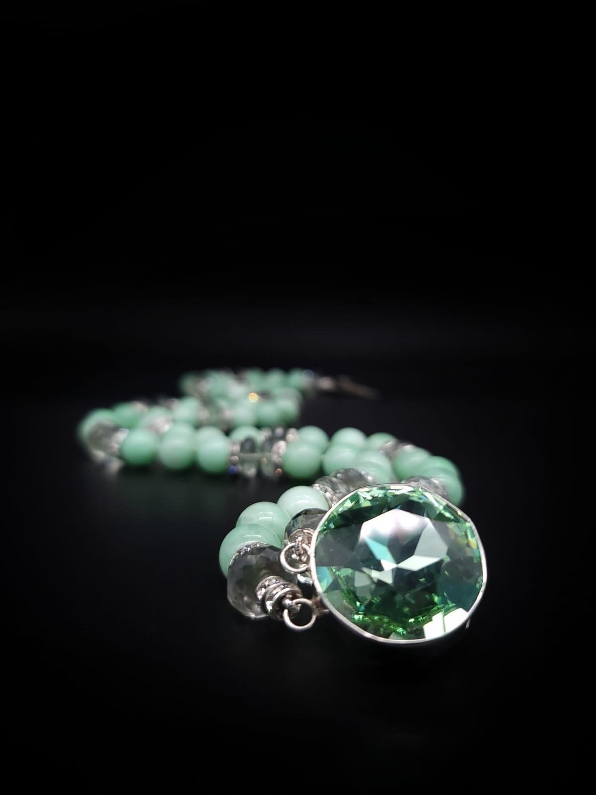 A.Jeschel Enchanted Green Moonstone with a signature clasp necklace. For Sale 10
