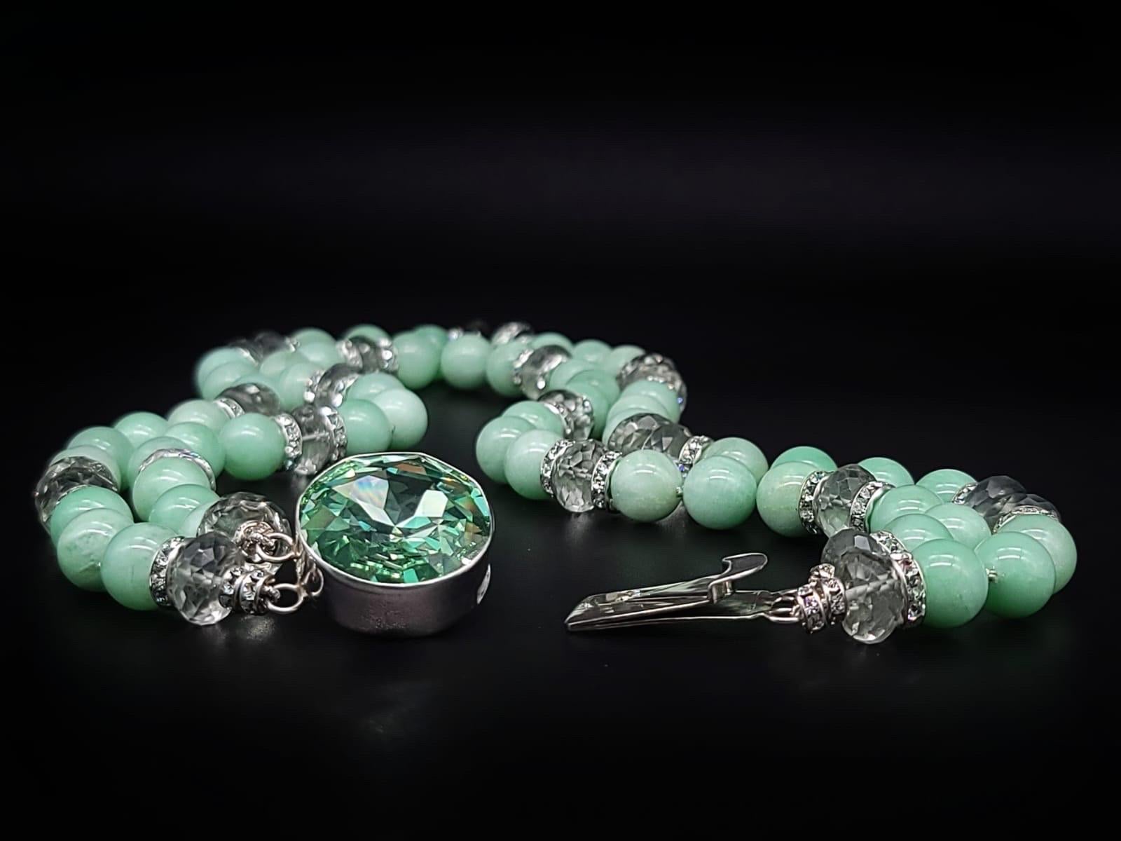 A.Jeschel Enchanted Green Moonstone with a signature clasp necklace. For Sale 11