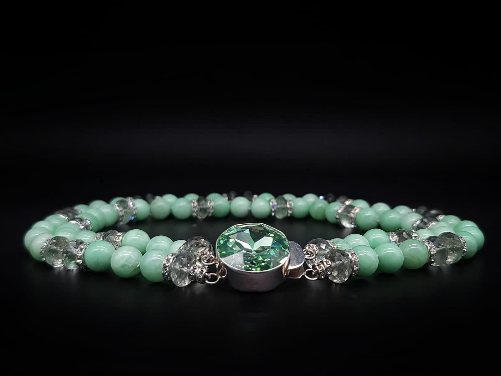 A.Jeschel Enchanted Green Moonstone with a signature clasp necklace. For Sale 14