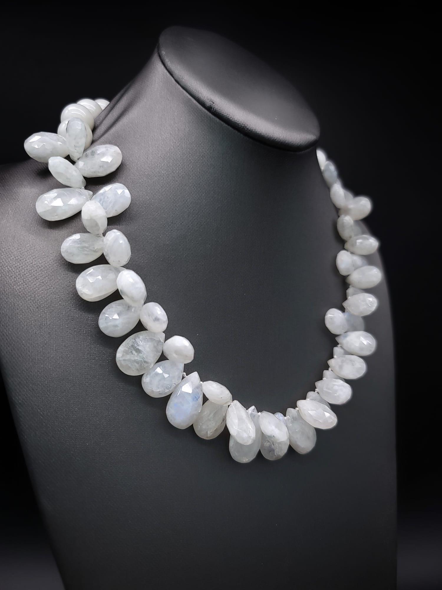 Mixed Cut A.Jeschel Exquisite Faceted Moonstone necklace. For Sale