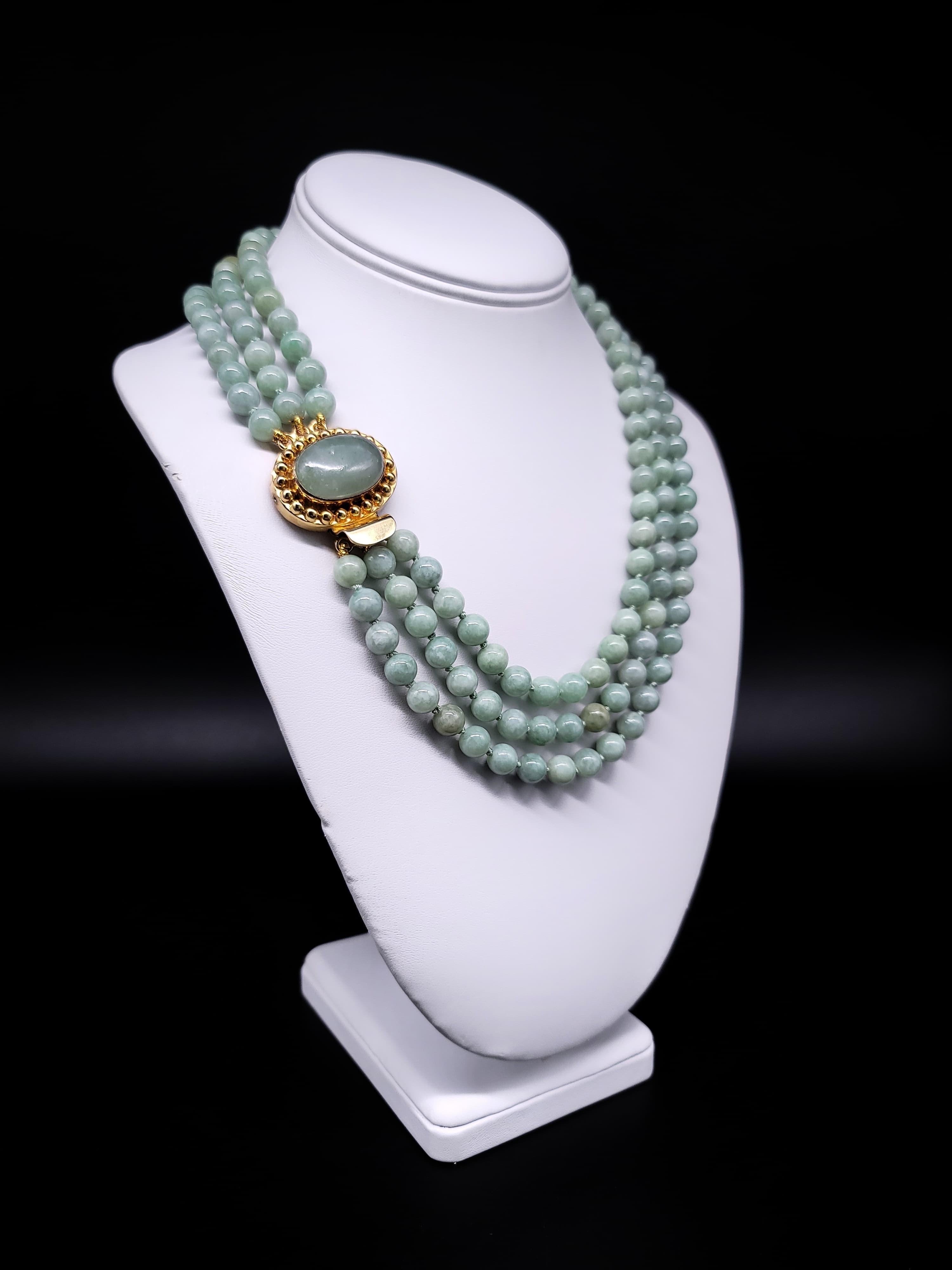 One-of-a-Kind

Introducing an exquisite Burma Jade necklace, crafted with utmost care and attention to detail. Jade has been a symbol of beauty, grace, and purity for over 5000 years, and this necklace pays homage to its timeless elegance. The