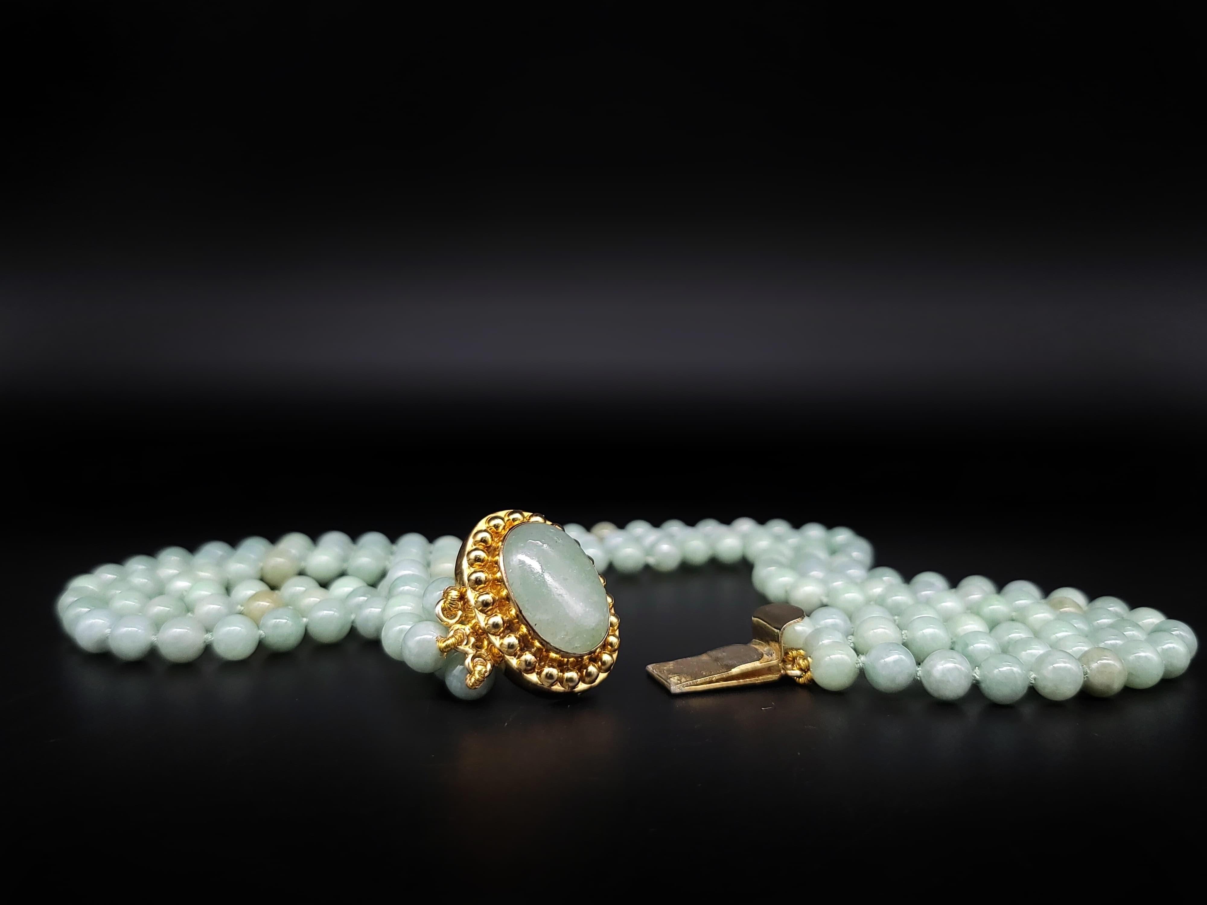 Women's or Men's A.Jeschel Exquisite Natural Burmese Jade signature clasp necklace.