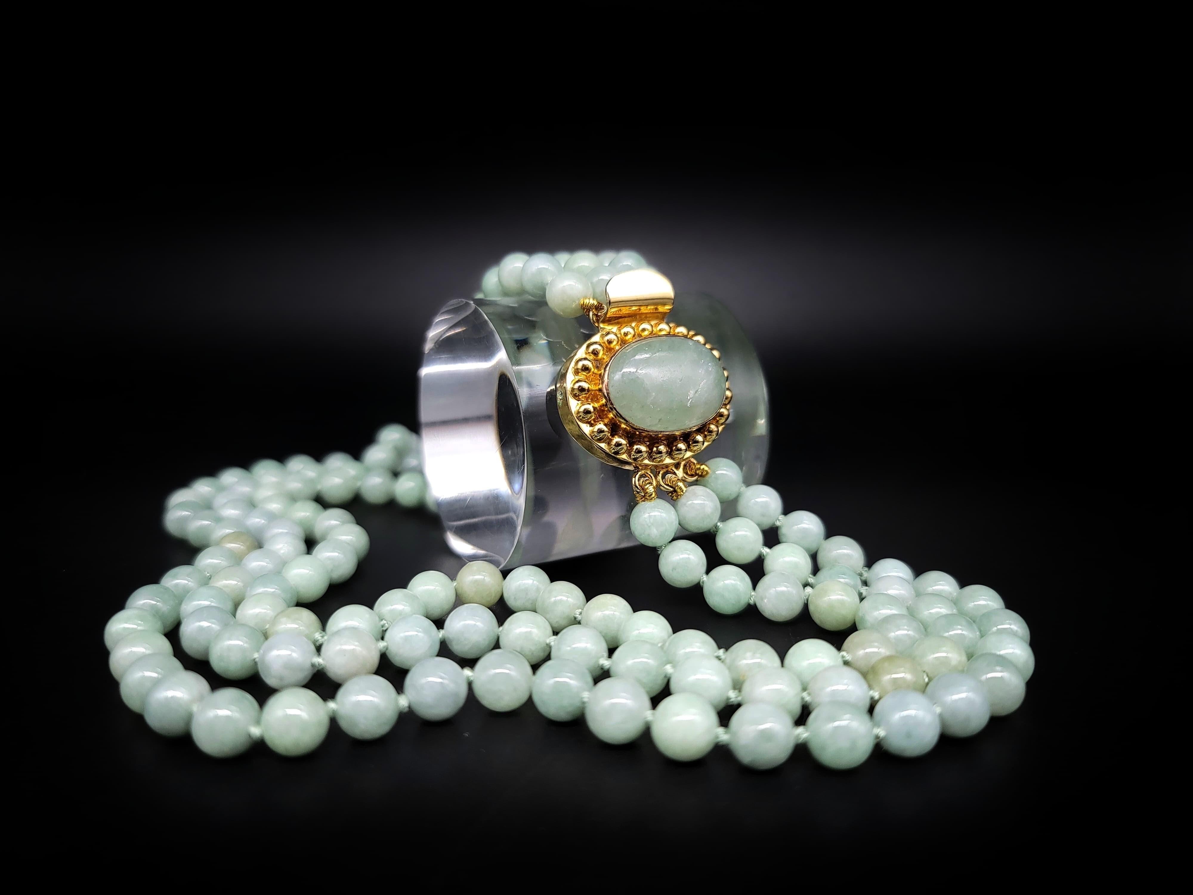 A.Jeschel Exquisite Natural Burmese Jade signature clasp necklace. For Sale 1