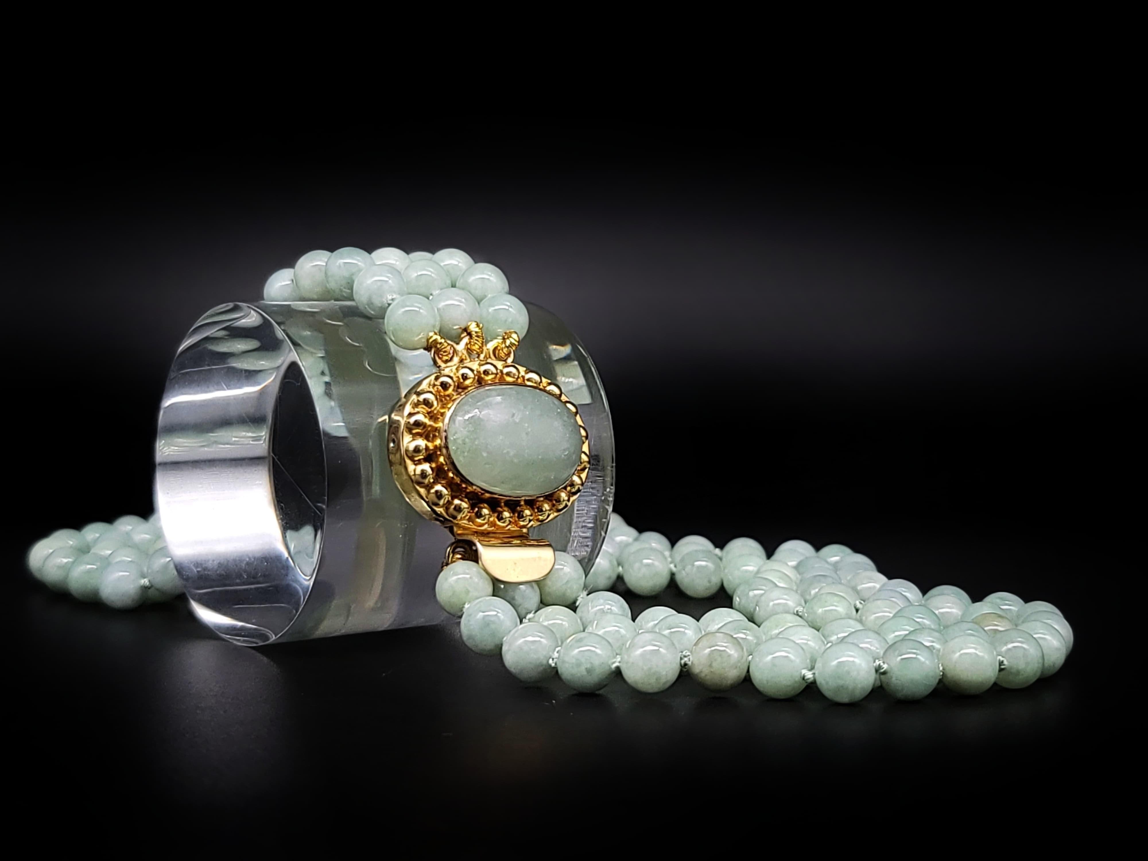 A.Jeschel Exquisite Natural Burmese Jade signature clasp necklace. For Sale 8