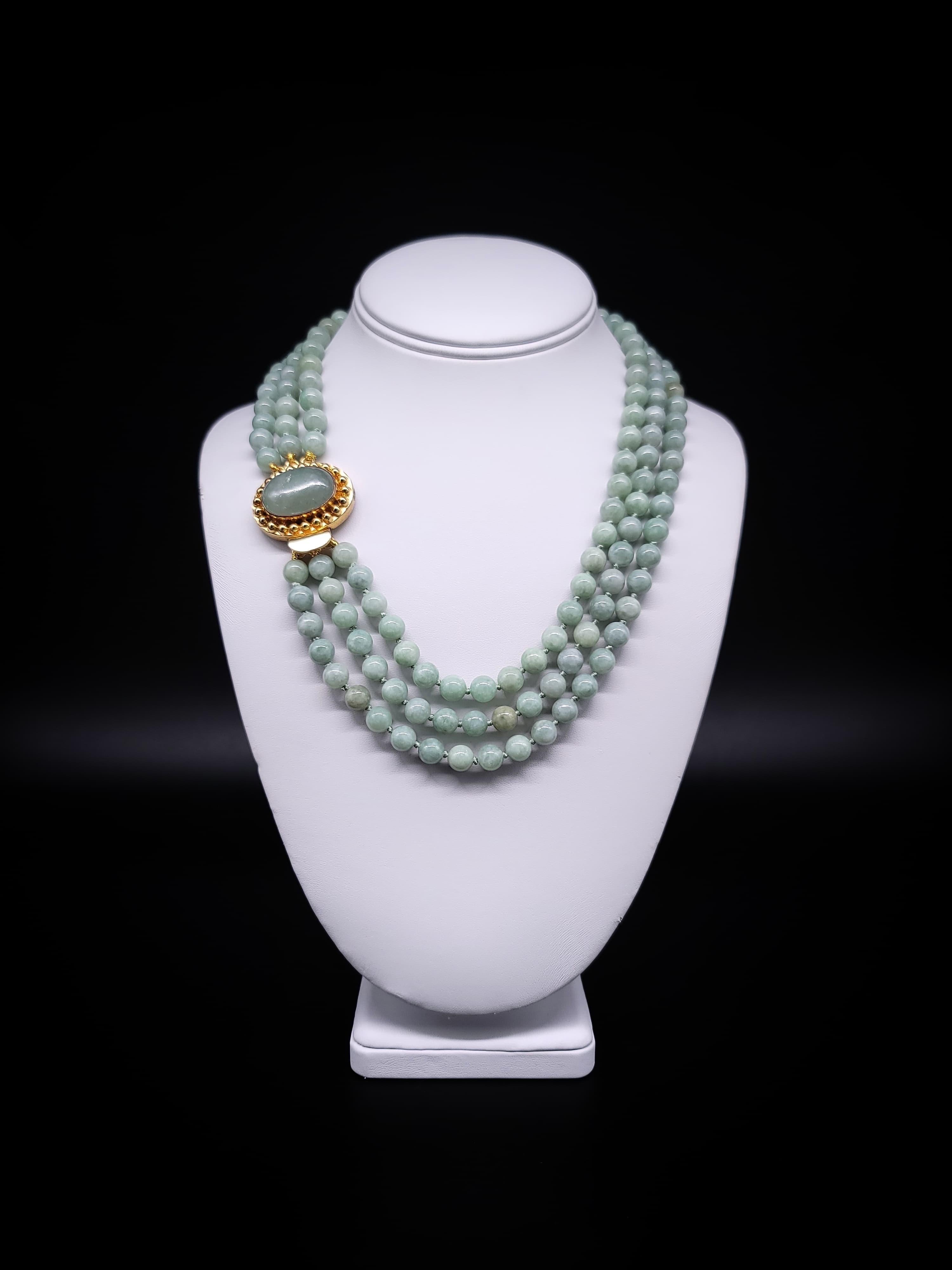 A.Jeschel Exquisite Natural Burmese Jade signature clasp necklace. For Sale 10