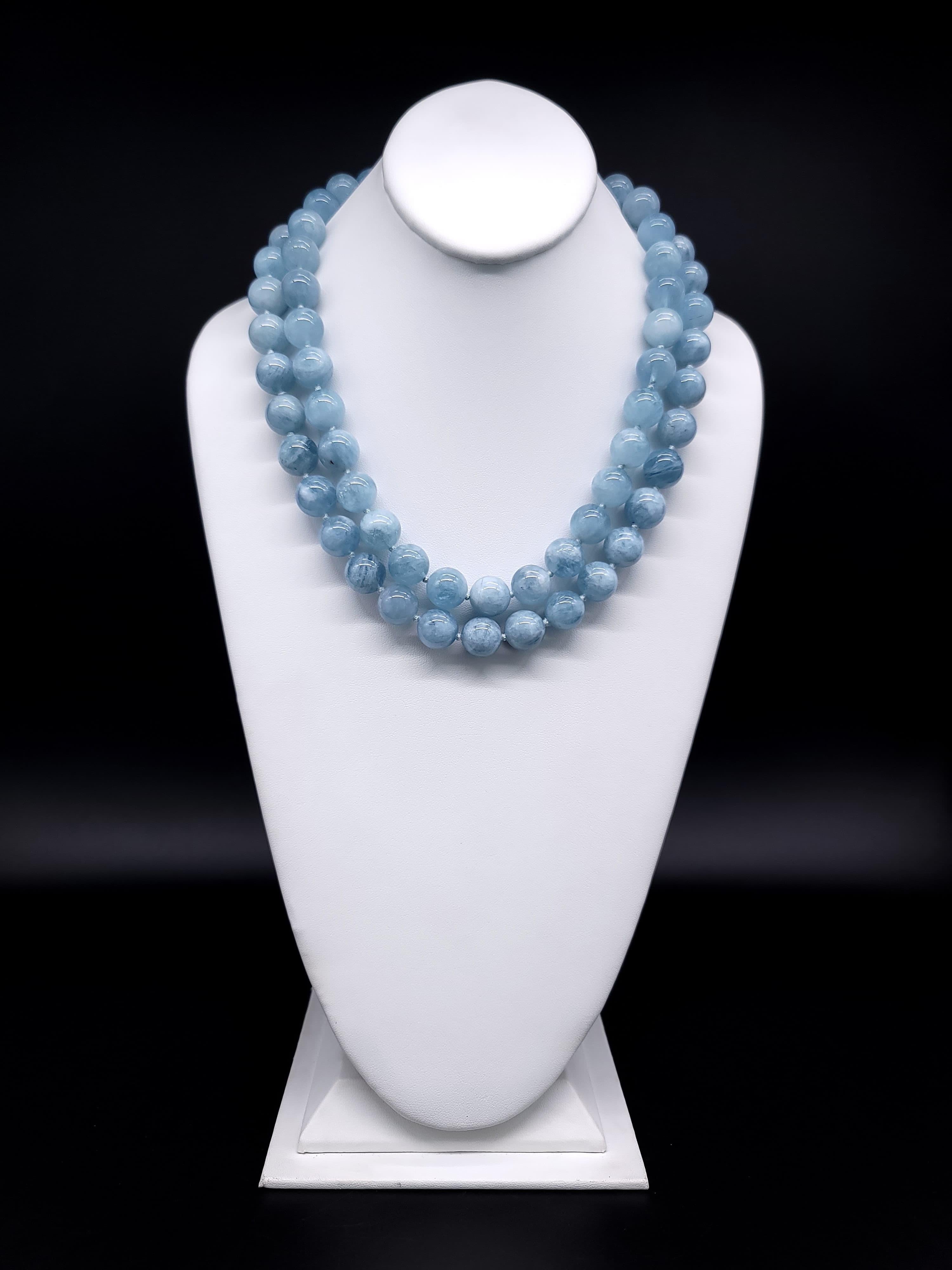 Contemporary Aquamarine Blue Beryl necklace is just plain beautiful. For Sale