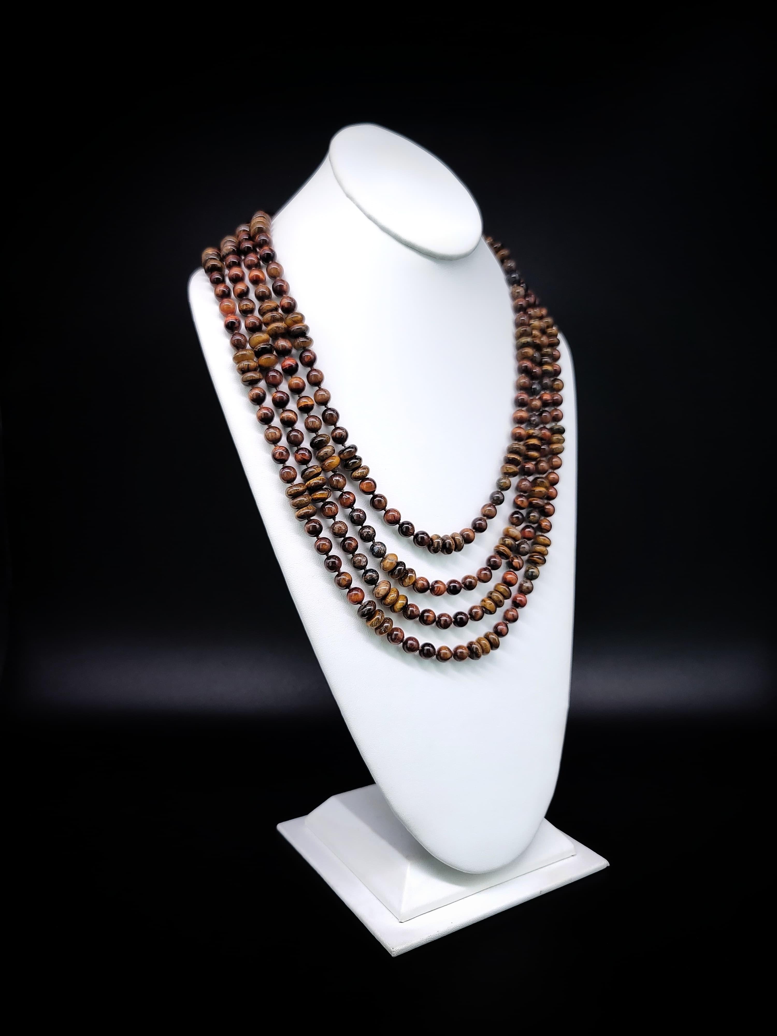 A.jeschel Sophisticated Tiger’s Eye Necklace with a Powerful Clasp. For Sale 1