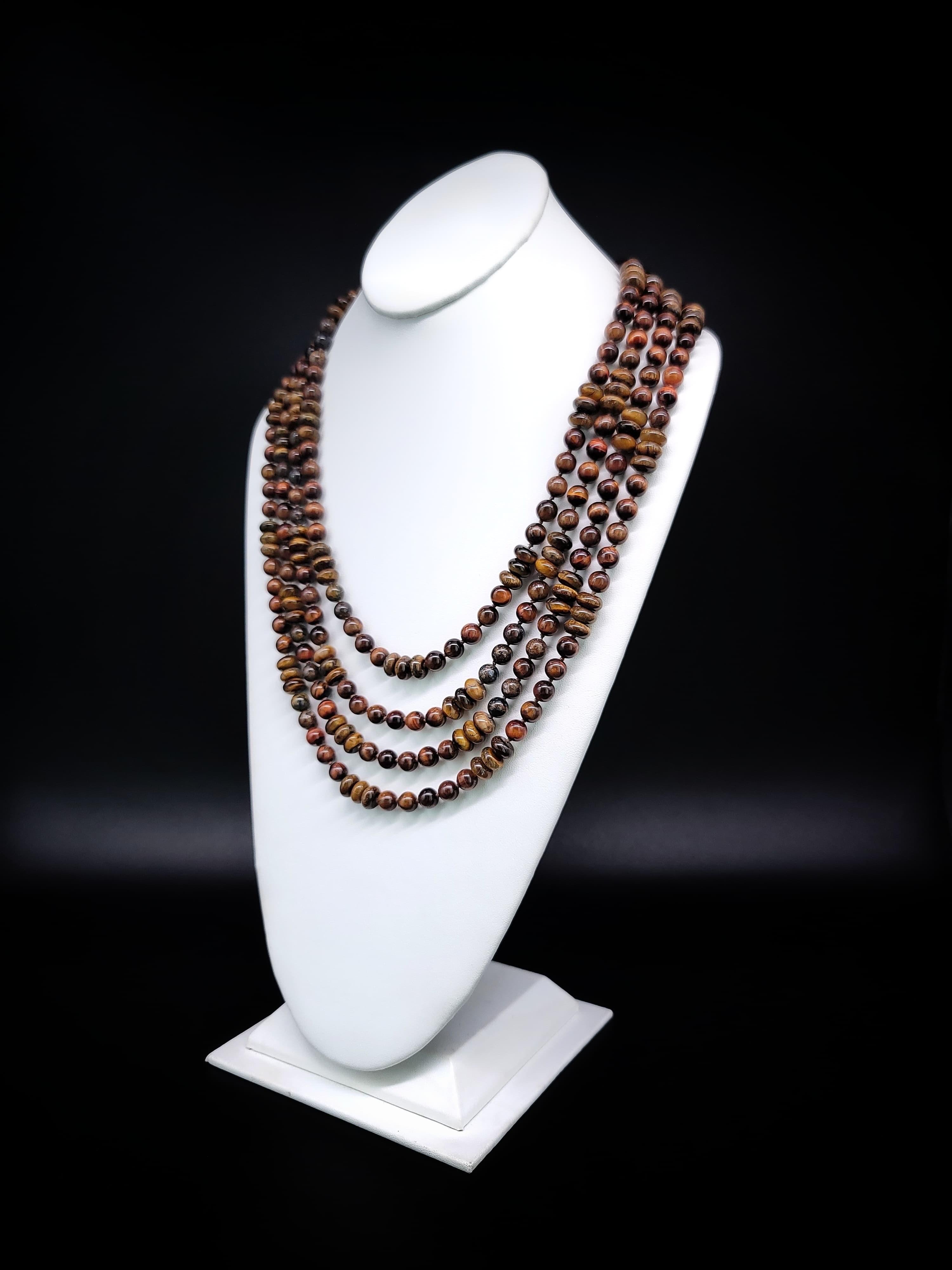 A.jeschel Sophisticated Tiger’s Eye Necklace with a Powerful Clasp. For Sale 3