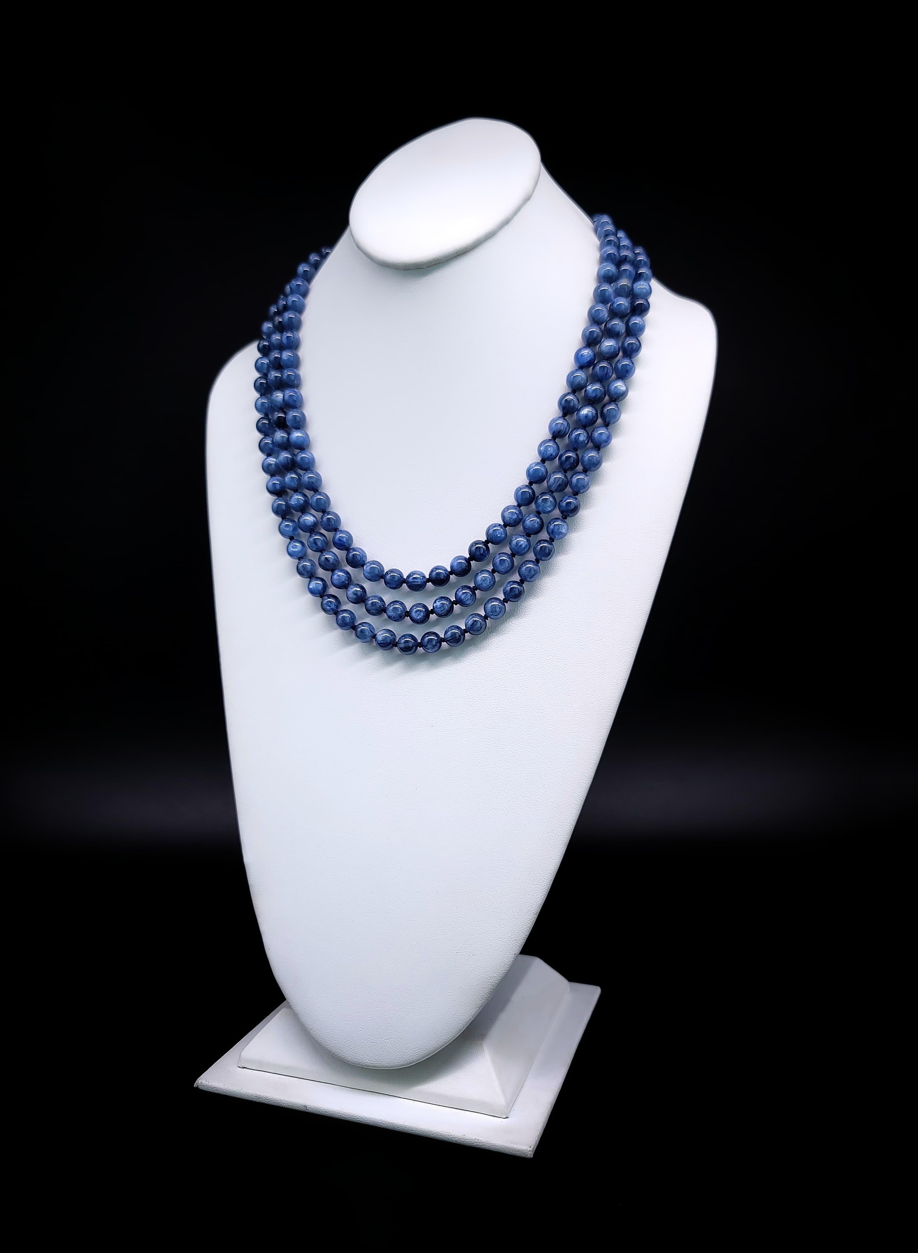 A.Jeschel Polished Kyanite beads necklace with a Chrysocolla clasp. For Sale 1